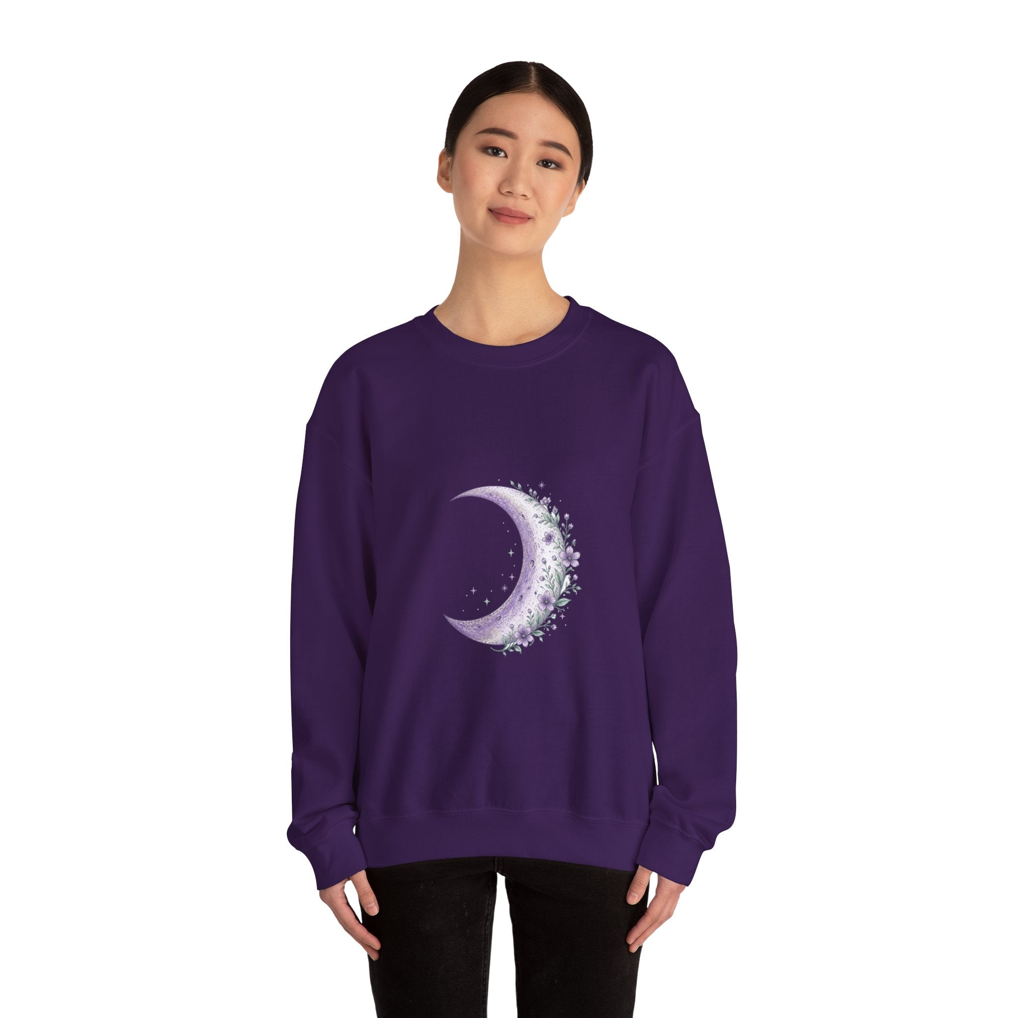Matching Couple Sweatshirt - Waxing & Waning Moon Matching Couple Comfort Colors Crew Hand-Drawn Art His Hers Anniversary Gift - Design A