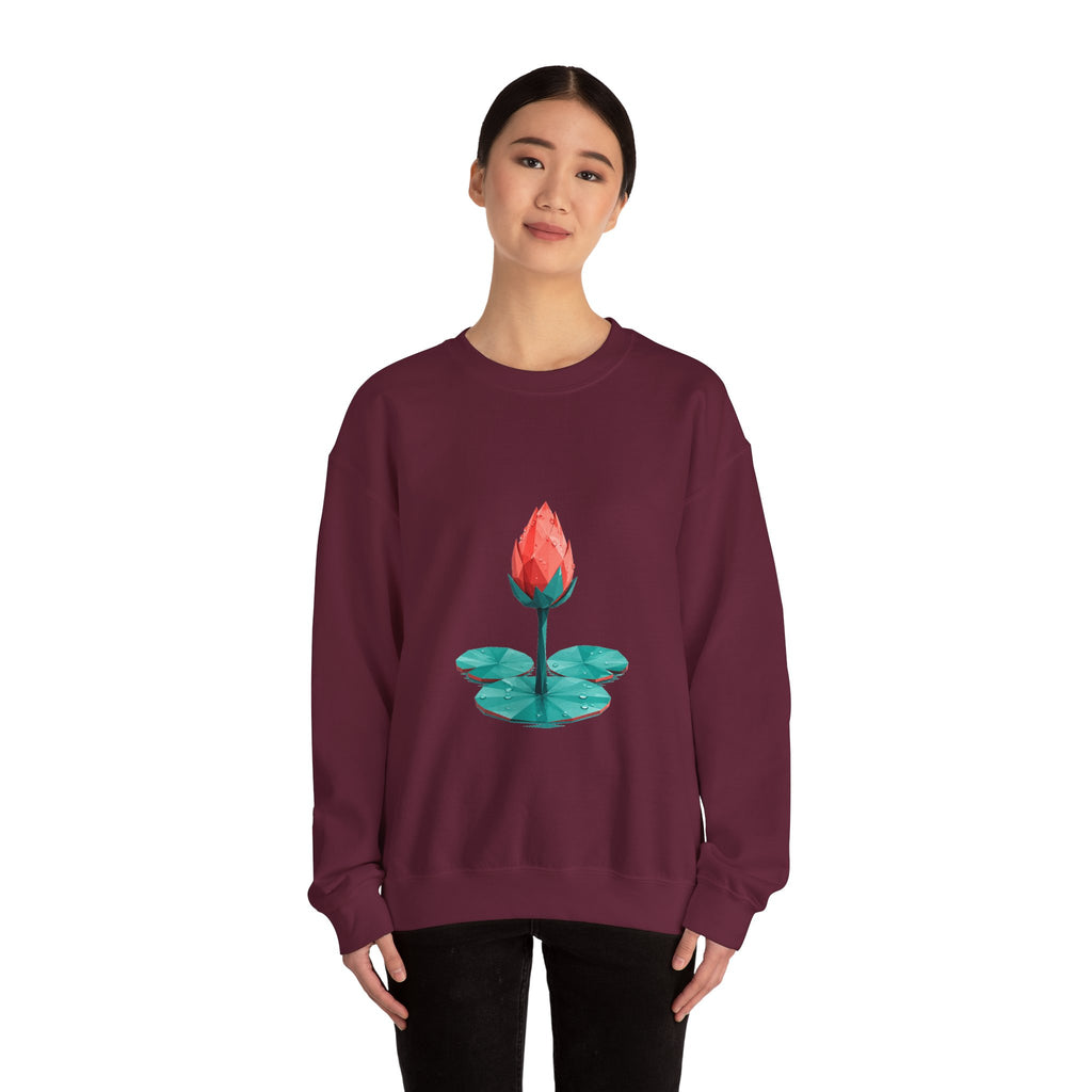 Matching Couple Sweatshirt - Open & Closed Lotus Matching Couple Premium Fleece Sweatshirt Geometric Art His Hers Love Gift - Design B
