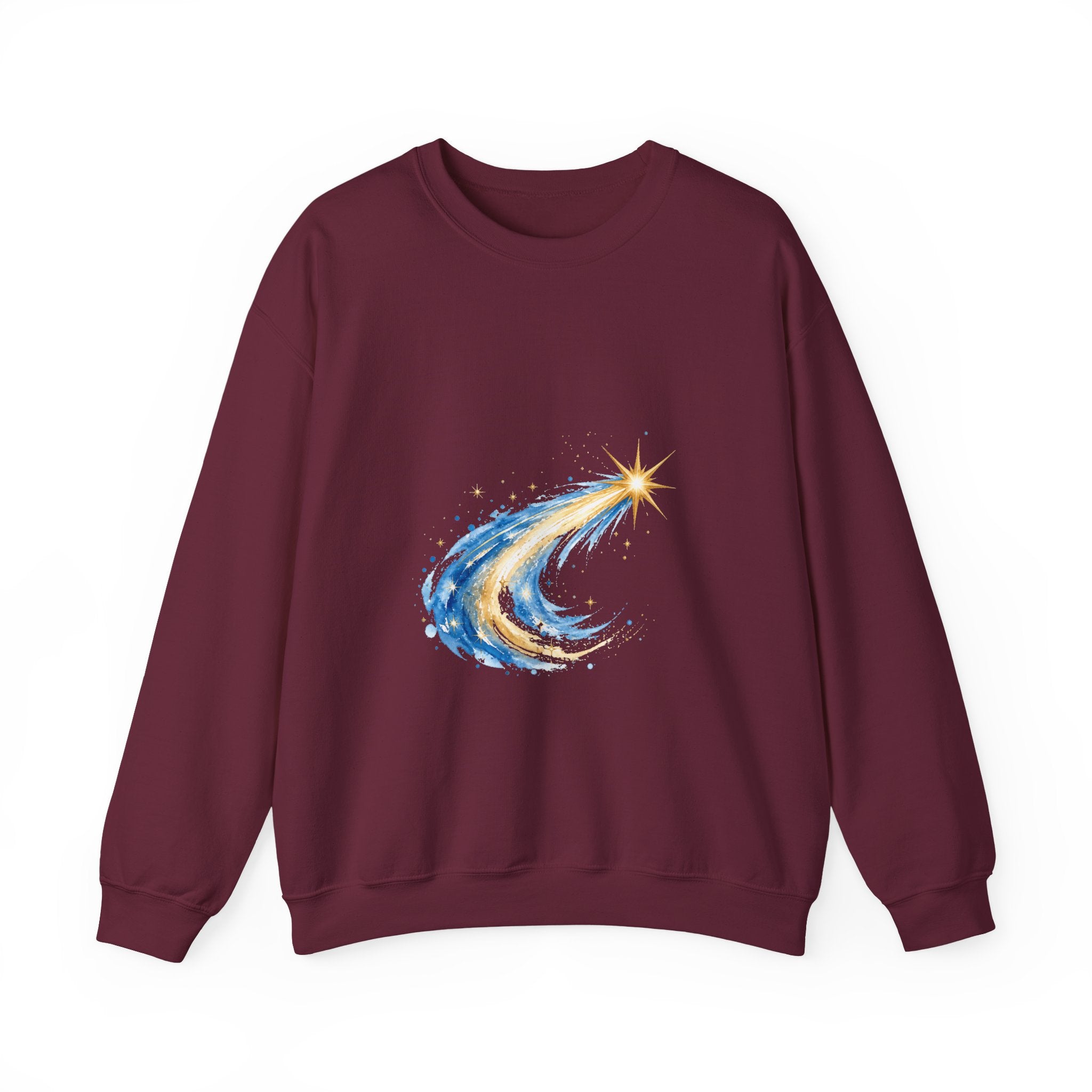 Matching Couple Sweatshirt - Shooting Star & North Star Matching Couple Premium Fleece Sweatshirt Watercolor Art His Hers Birthday Gift - Design A