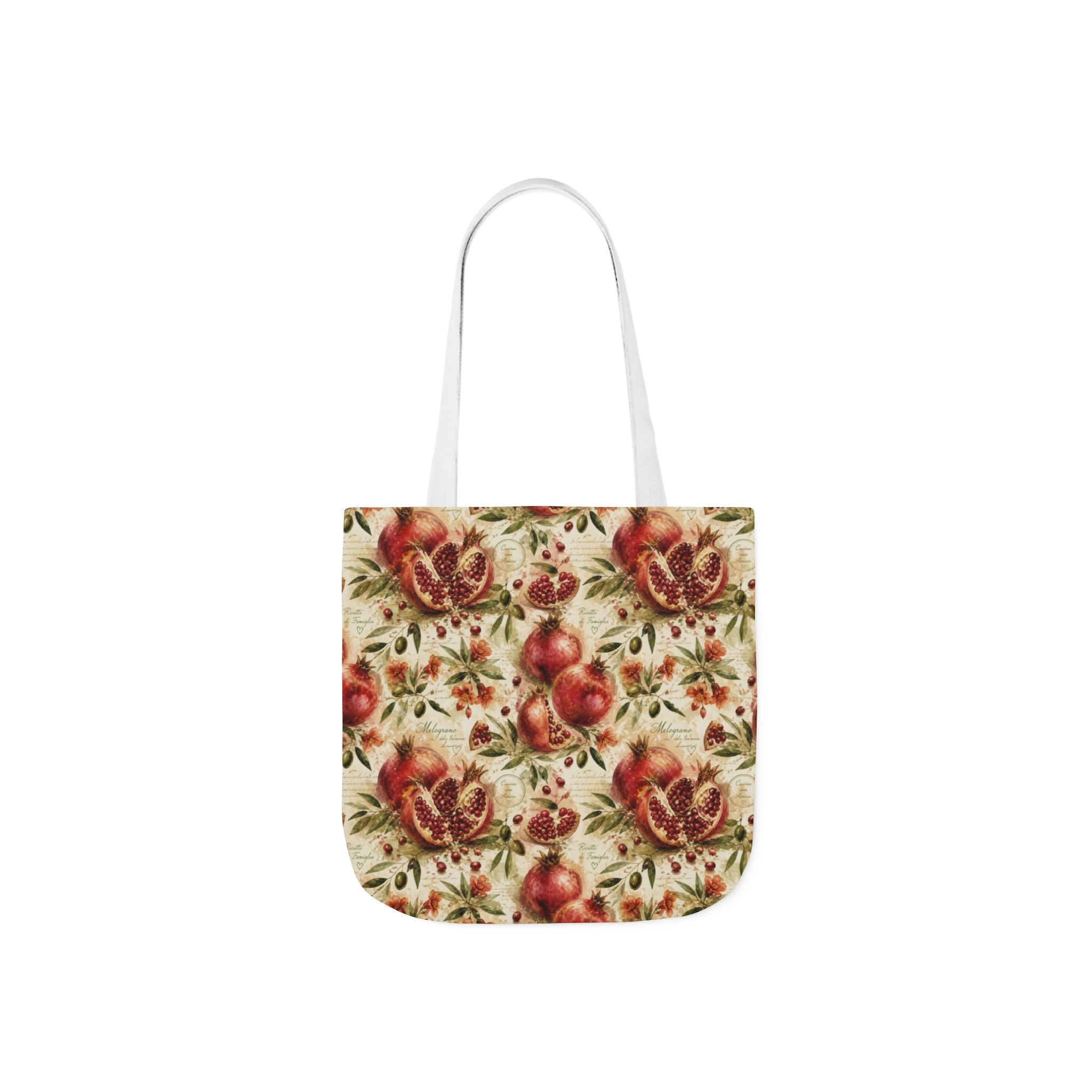 Split Pomegranates Canvas Tote Bag Mediterranean Kitchen Watercolor Splash Design Italian Cottagecore Gift
