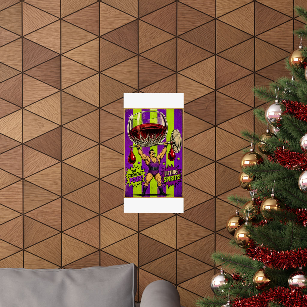 Wine Glass Strongman Wall Art Poster 24×36 Pop Art Restaurant Decor Maximalist Print