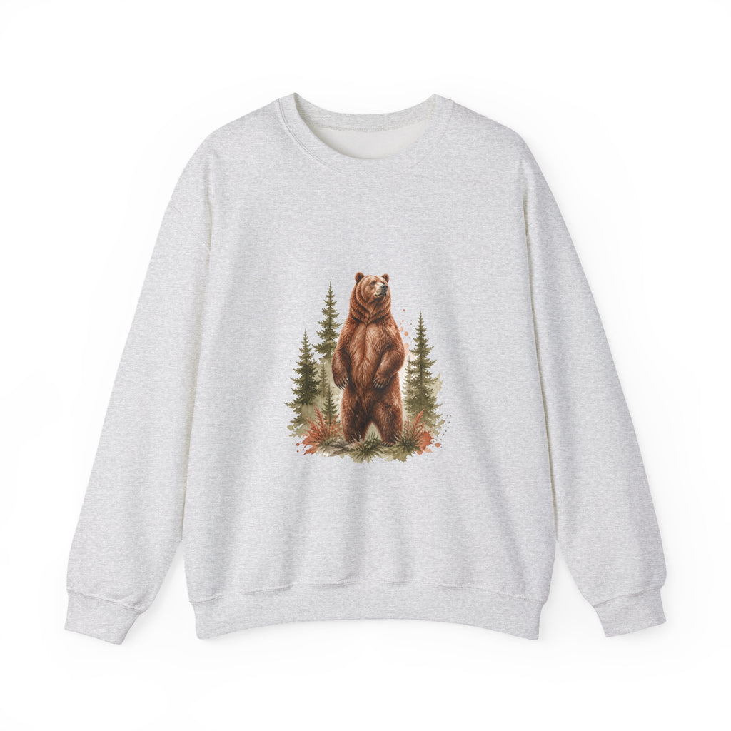 Matching Couple Sweatshirt - Bear & Deer Matching Couple Crewneck Sweatshirt Watercolor Art His Hers Engagement Gift - Design A