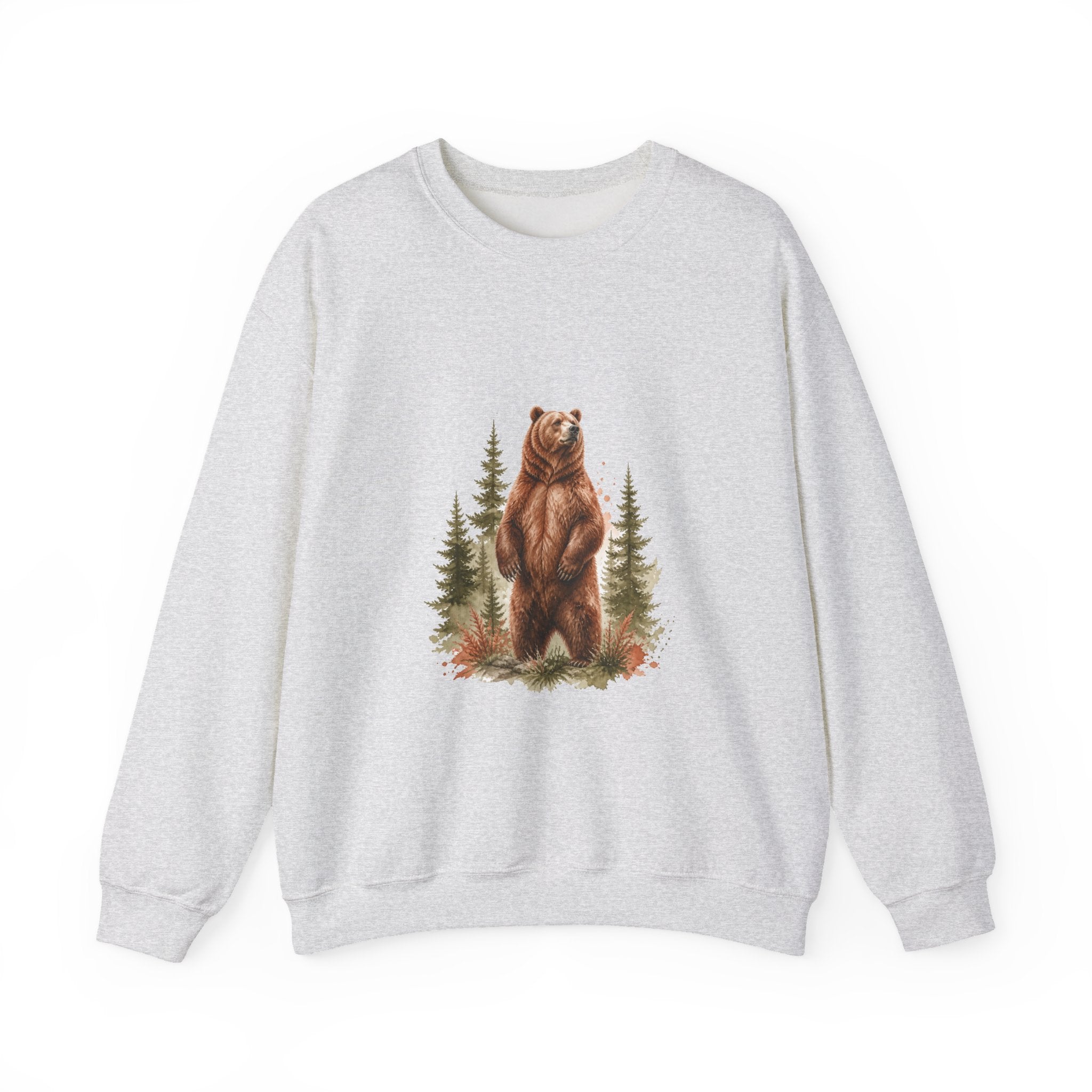Matching Couple Sweatshirt - Bear & Deer Matching Couple Crewneck Sweatshirt Watercolor Art His Hers Engagement Gift - Design A