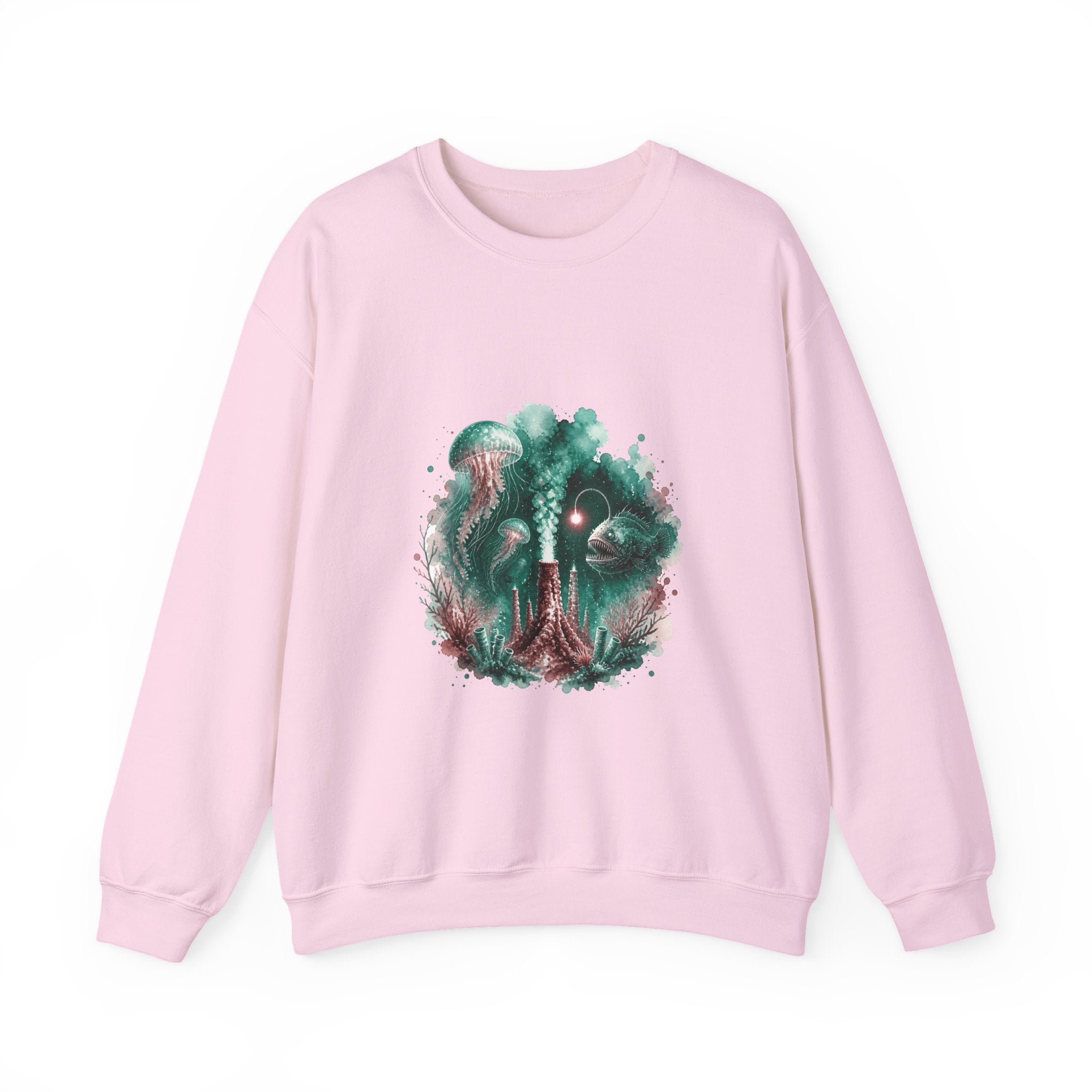 Matching Couple Sweatshirt - Coral Reef & Deep Sea Matching Couple Premium Fleece Sweatshirt Watercolor Art His Hers Birthday Gift - Design B
