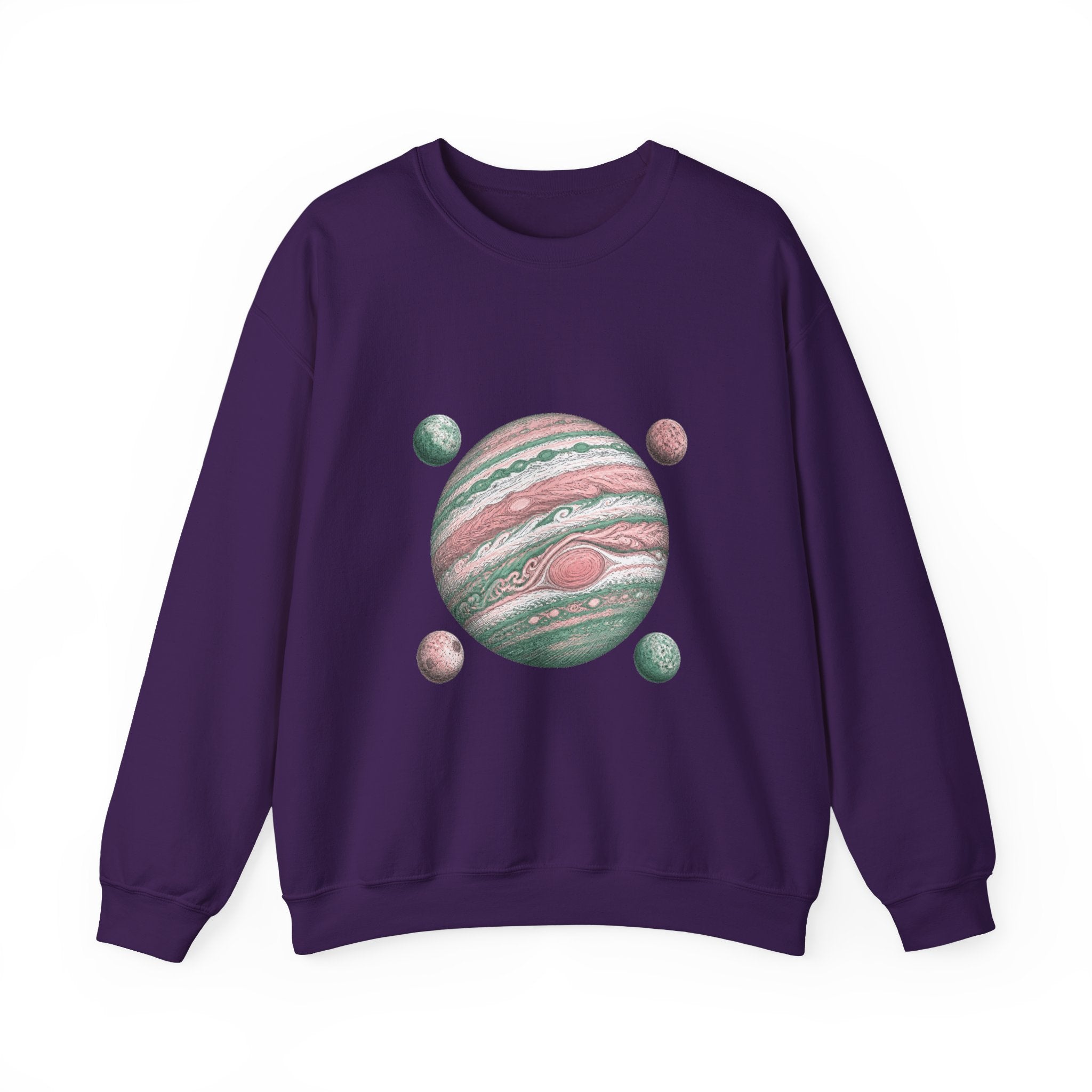 Matching Couple Sweatshirt - Saturn & Jupiter Matching Couple Premium Fleece Sweatshirt Hand-Drawn Art His Hers Anniversary Gift - Design B