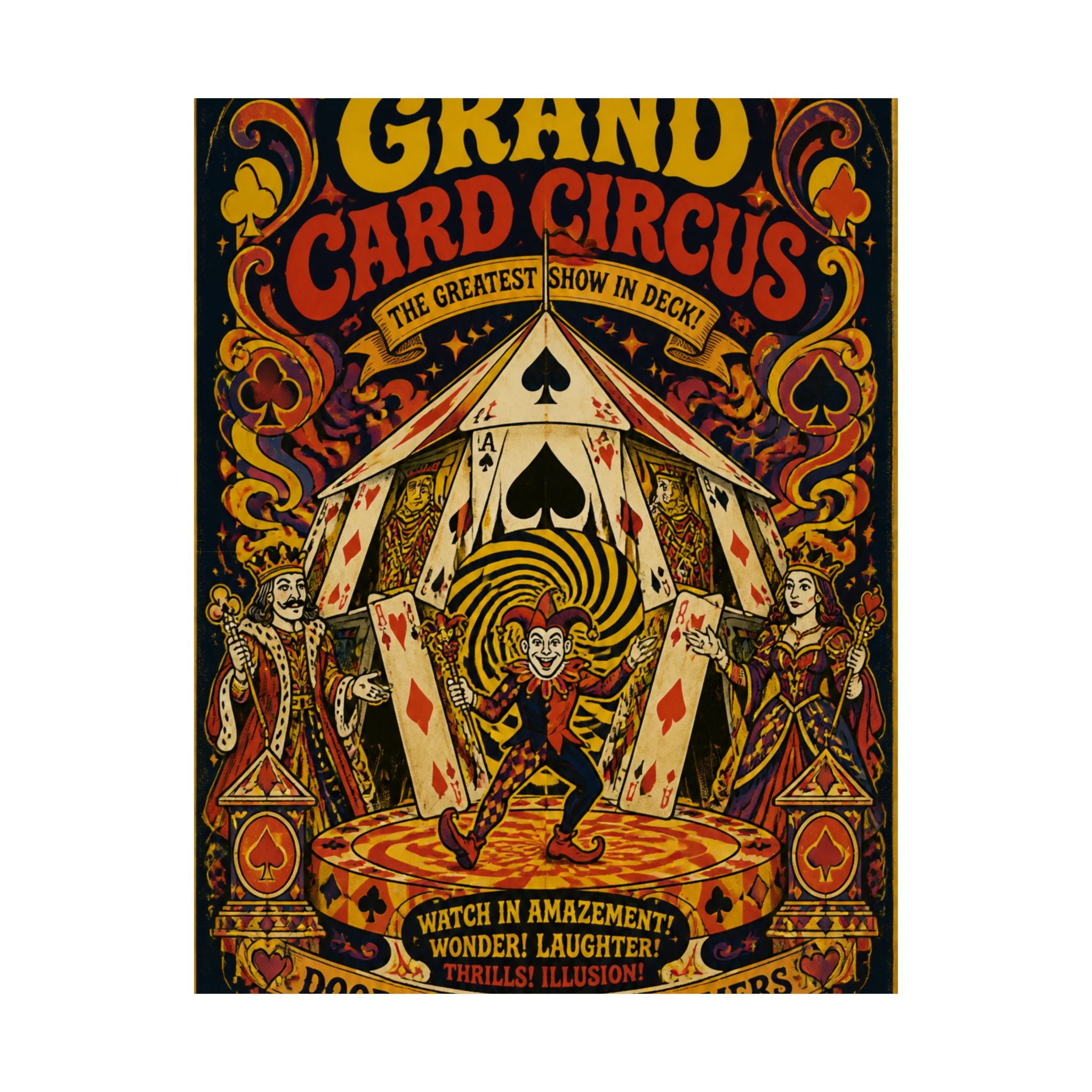 Playing Cards Tent Wall Art Poster 24×36 Psychedelic Dining Room Decor Maximalist Print