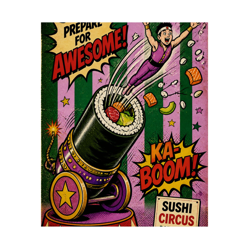 Sushi Roll Cannon Wall Art Poster 18×24 Pop Art Living Room Decor Maximalist Print