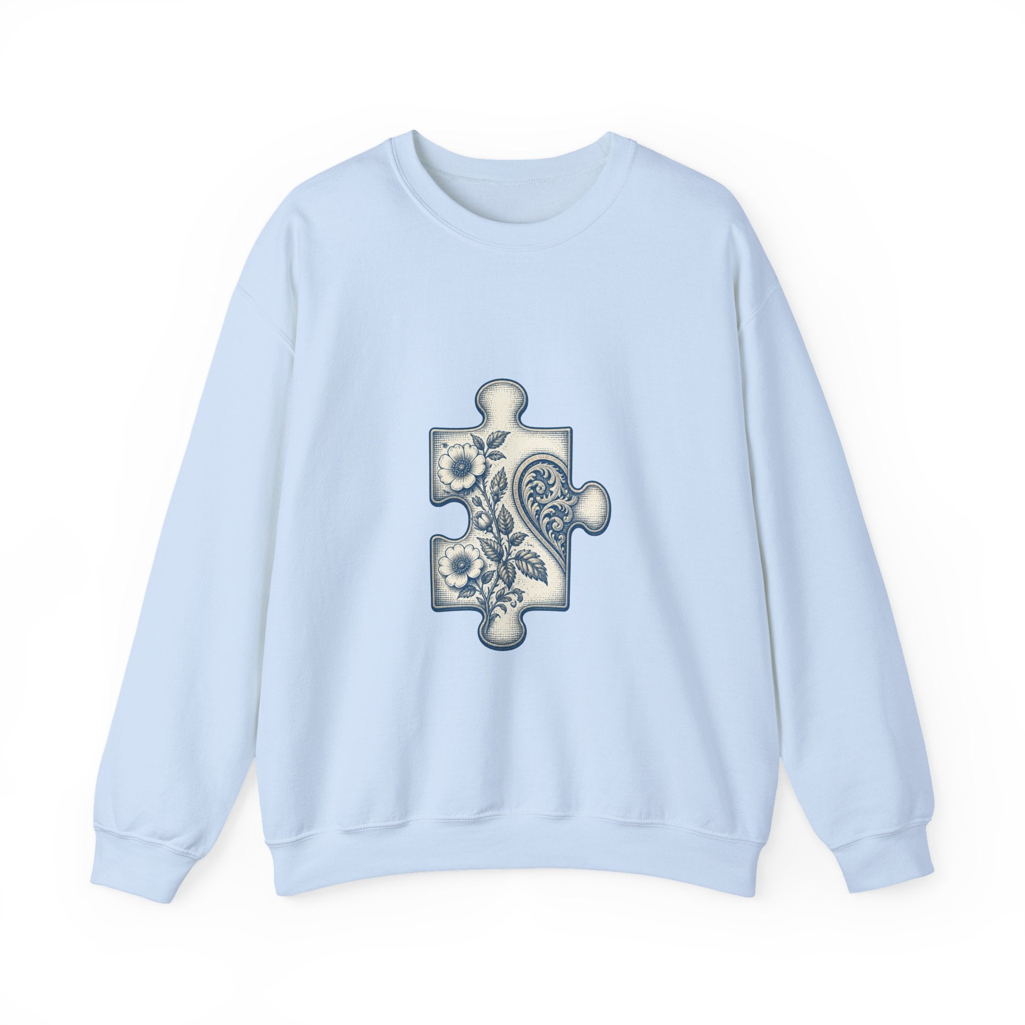 Matching Couple Sweatshirt - Puzzle Pieces Matching Couple Comfort Colors Crew Vintage Art His Hers Honeymoon Gift - Design A