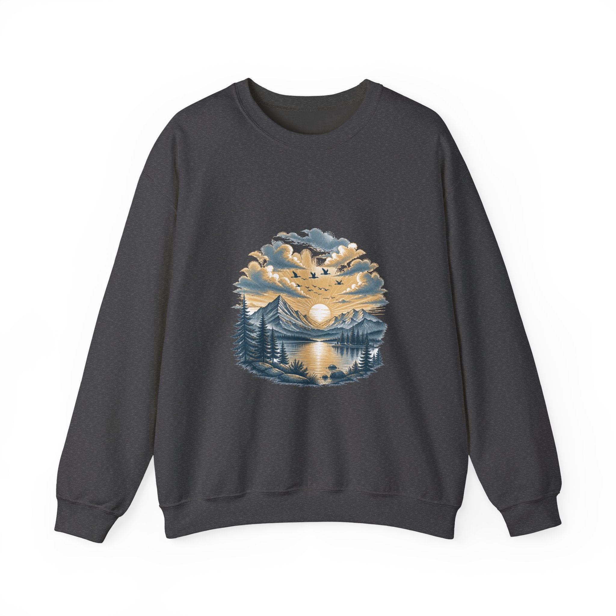 Matching Couple Sweatshirt - Sunrise & Sunset Matching Couple Comfort Colors Crew Hand-Drawn Art His Hers Anniversary Gift - Design B