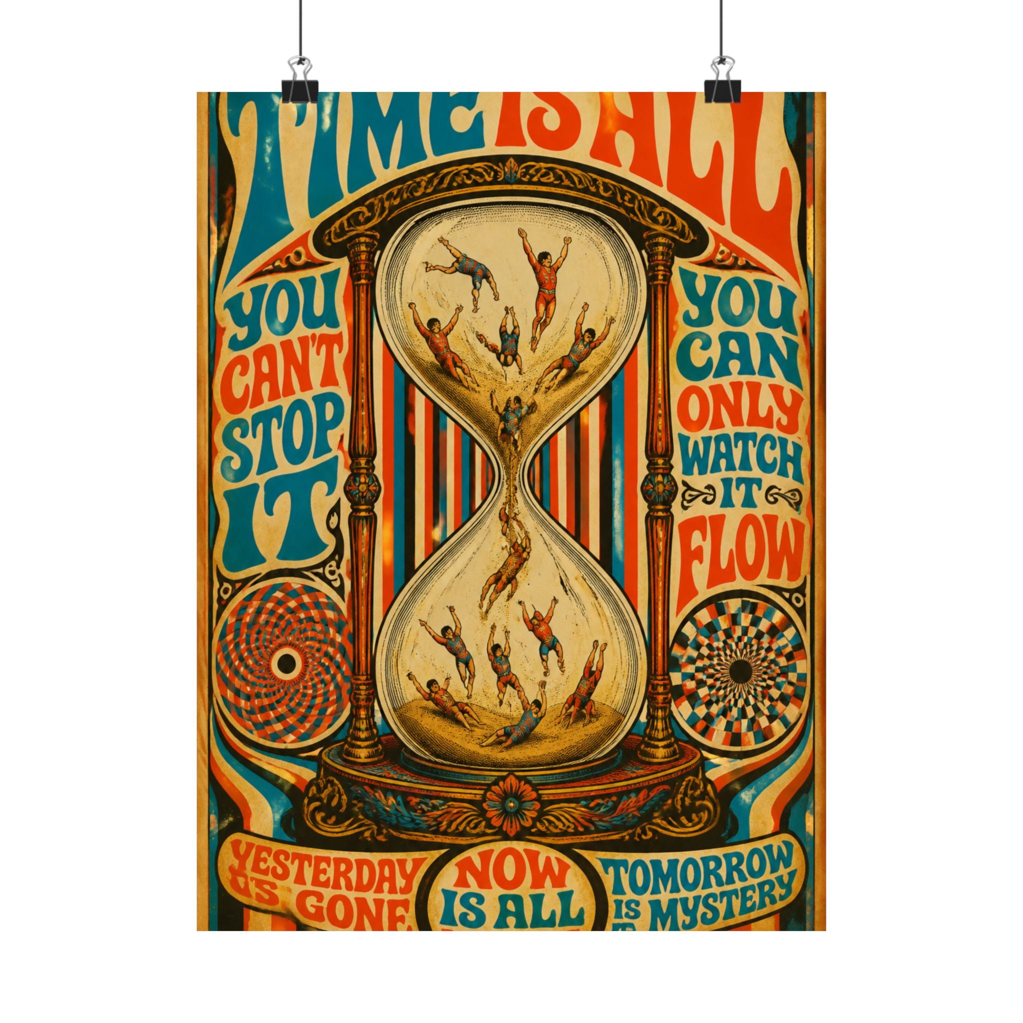 Hourglass Acrobats Wall Art Poster 18×24 Psychedelic Cafe Decor Maximalist Print