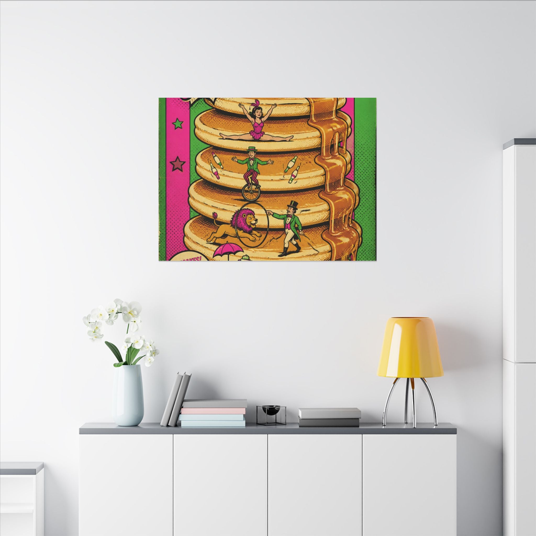 Pancake Stack Platform Wall Art Canvas 24×36 Pop Art Restaurant Decor Maximalist Print