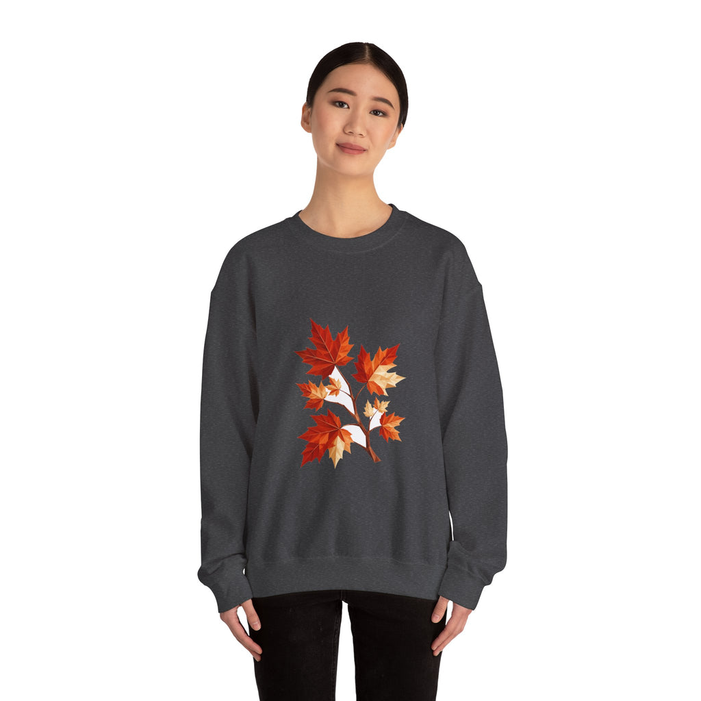 Matching Couple Sweatshirt - Cherry Blossom & Maple Leaf Matching Couple Comfort Colors Crew Geometric Art His Hers Love Gift - Design B