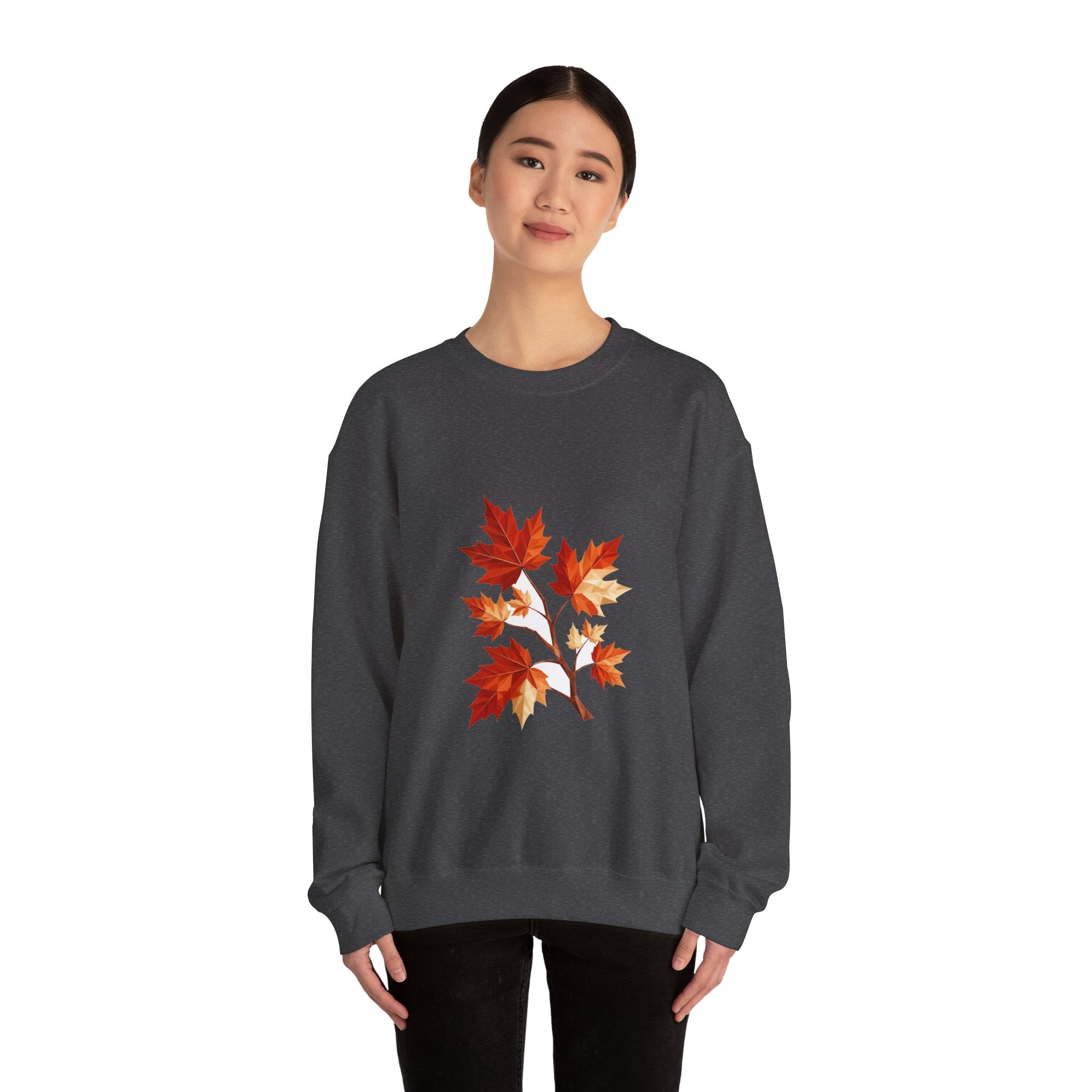 Matching Couple Sweatshirt - Cherry Blossom & Maple Leaf Matching Couple Comfort Colors Crew Geometric Art His Hers Love Gift - Design B