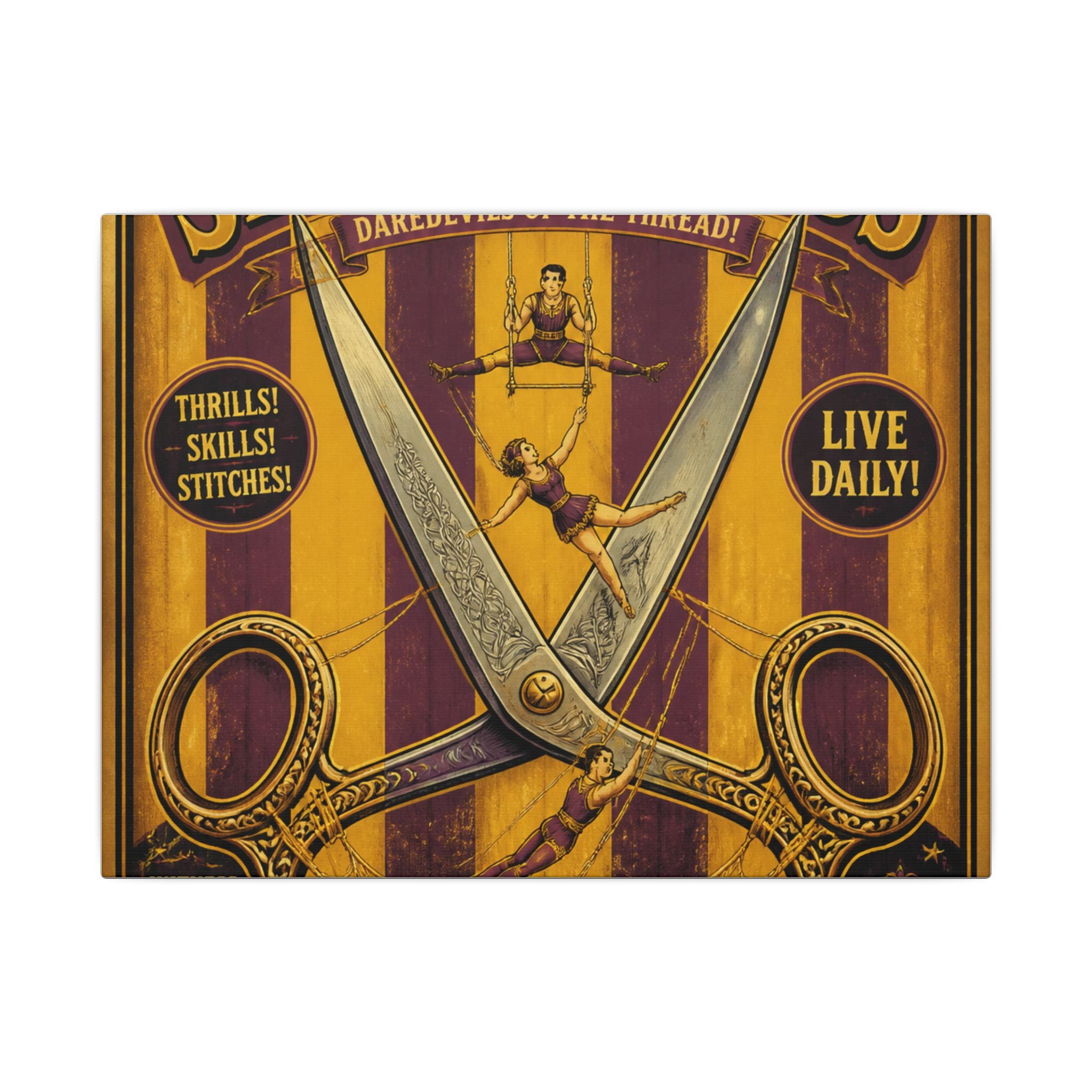 Giant Scissors Trapeze Wall Art Canvas 16×20 Vintage Circus Kitchen Decor Maximalist Print