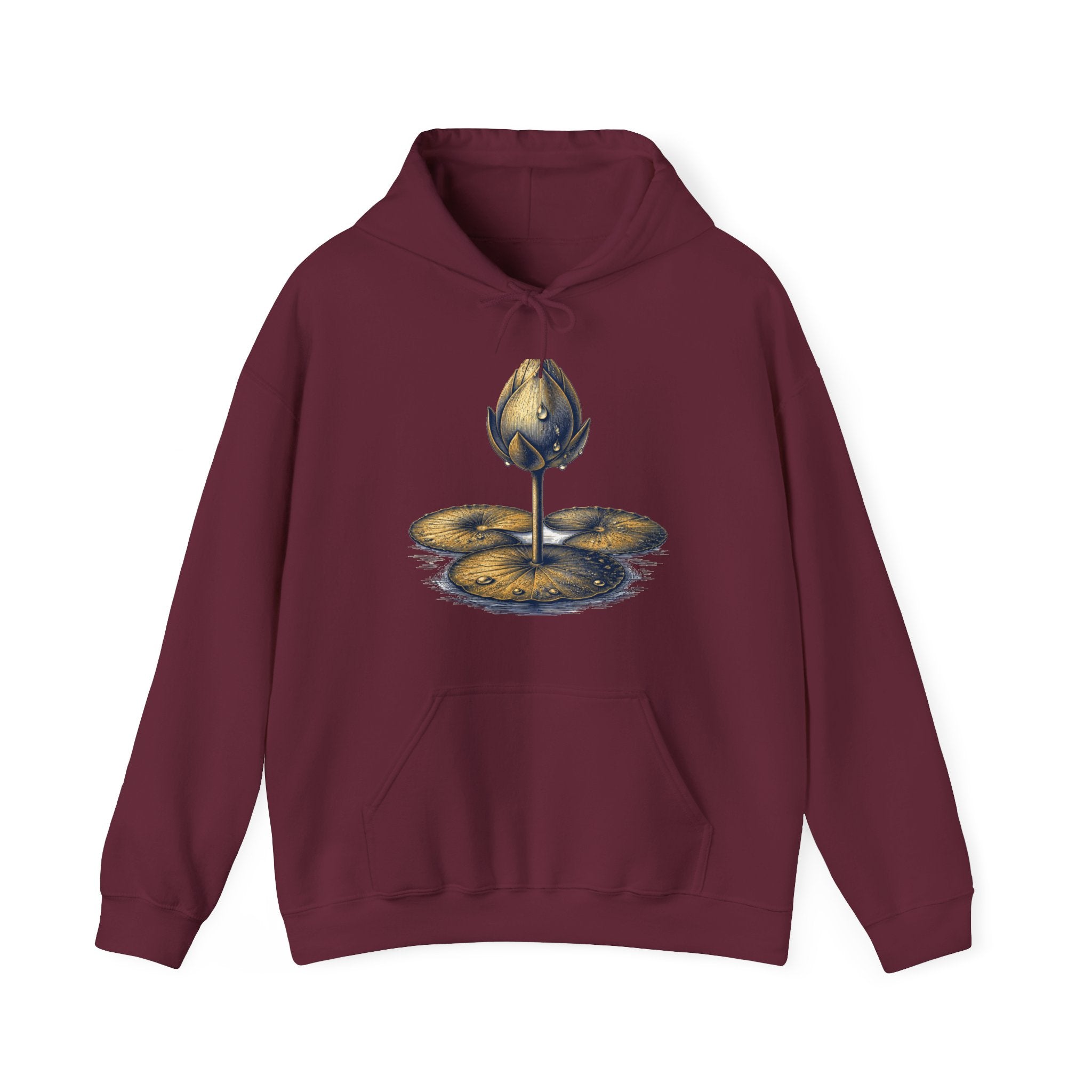 Matching Couple Sweatshirt - Open & Closed Lotus Matching Couple Hooded Sweatshirt Vintage Art His Hers Wedding Gift - Design B
