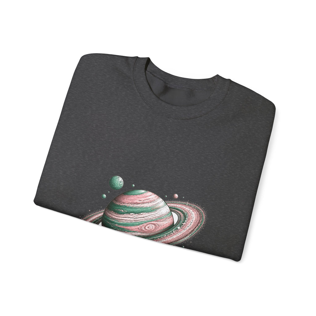 Matching Couple Sweatshirt - Astronaut & Planet Matching Couple Premium Fleece Sweatshirt Hand-Drawn Art His Hers Anniversary Gift - Design B