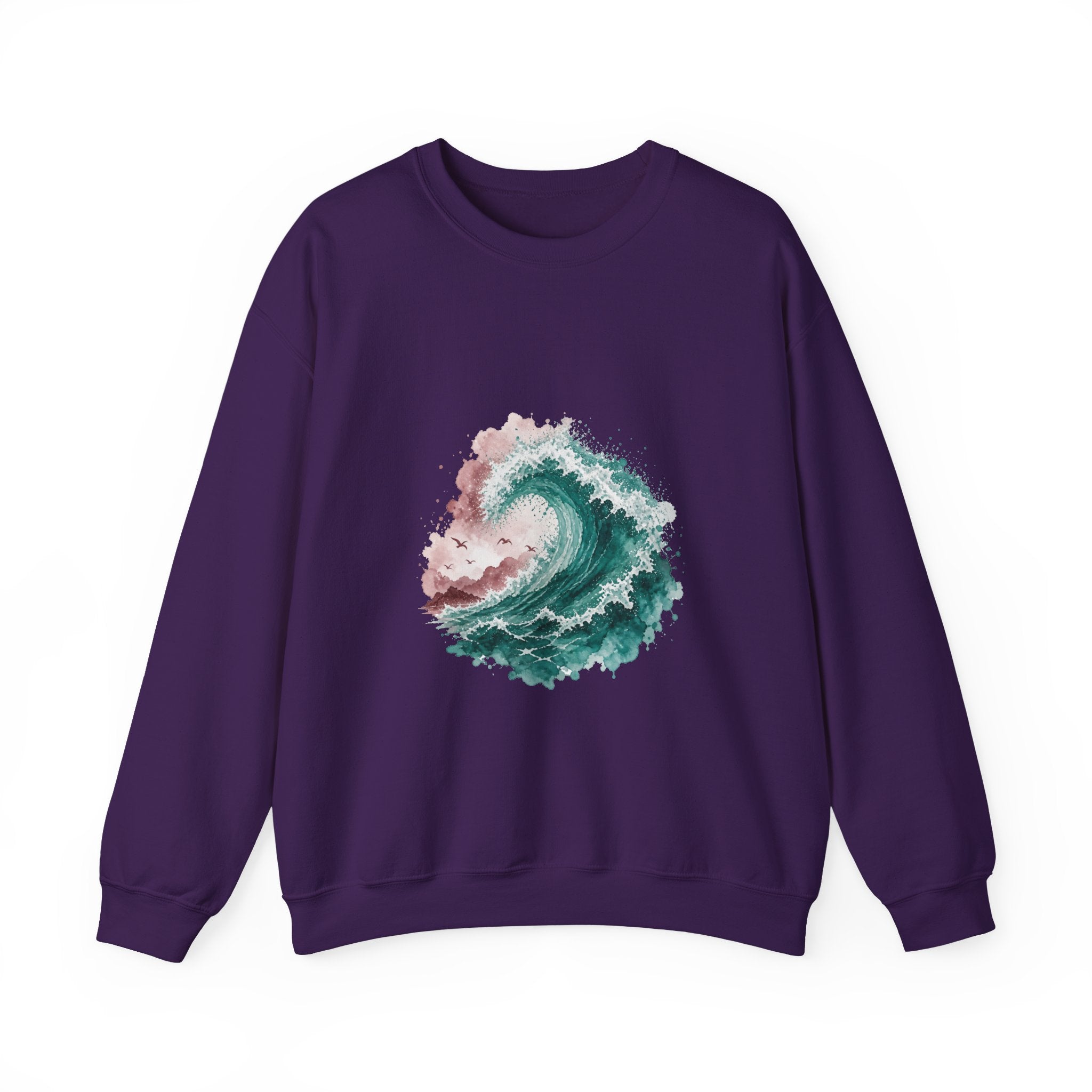 Matching Couple Sweatshirt - Mountain & Ocean Matching Couple Crewneck Sweatshirt Watercolor Art His Hers Engagement Gift - Design B