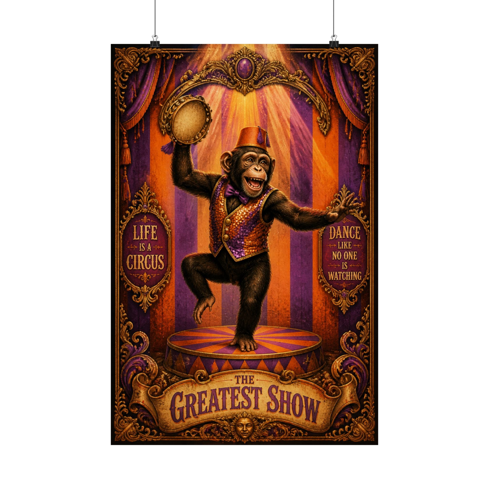 Dancing Monkey Wall Art Poster 24×36 Baroque Studio Decor Maximalist Print