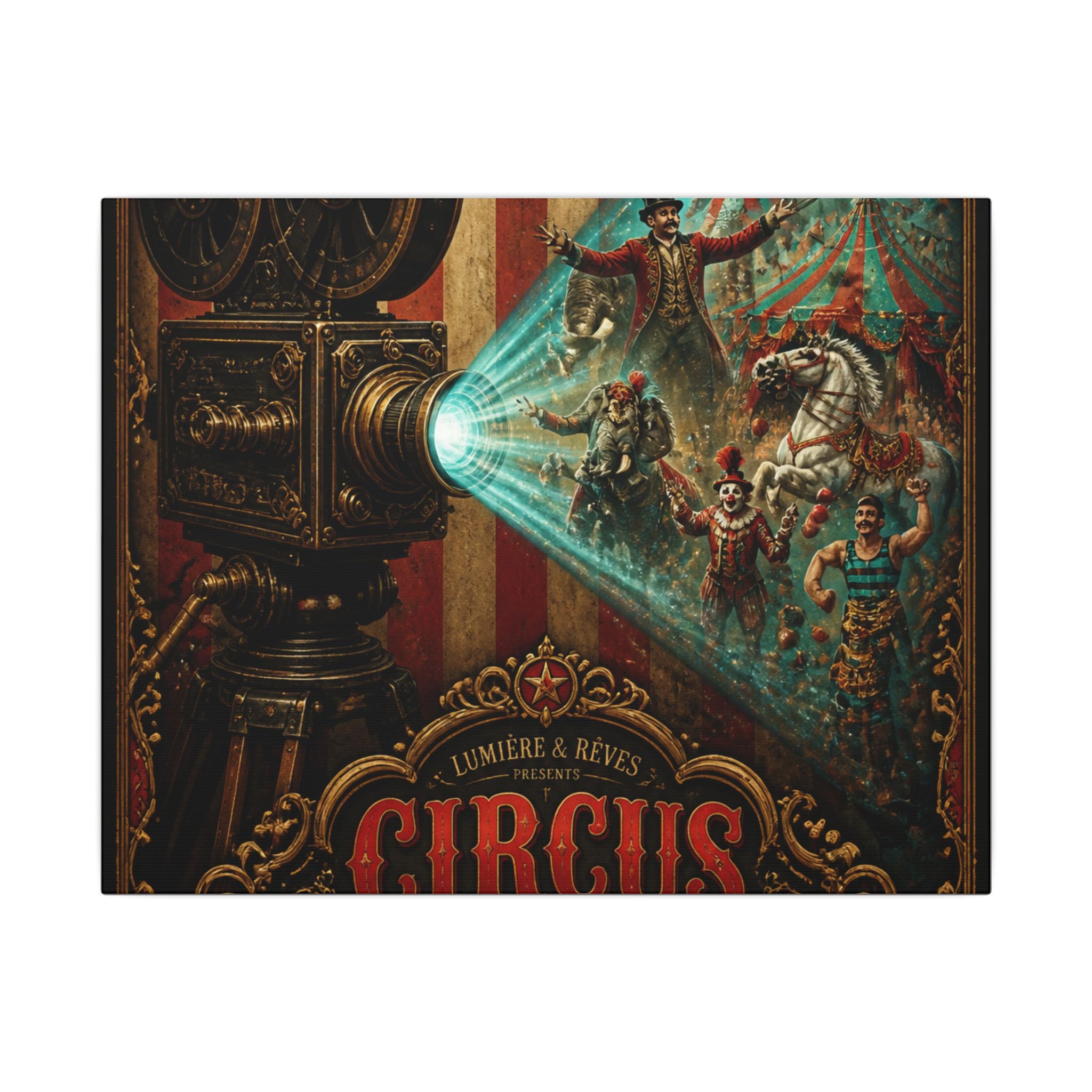 Film Camera Projector Show Wall Art Canvas 16×20 Baroque Home Office Decor Maximalist Print