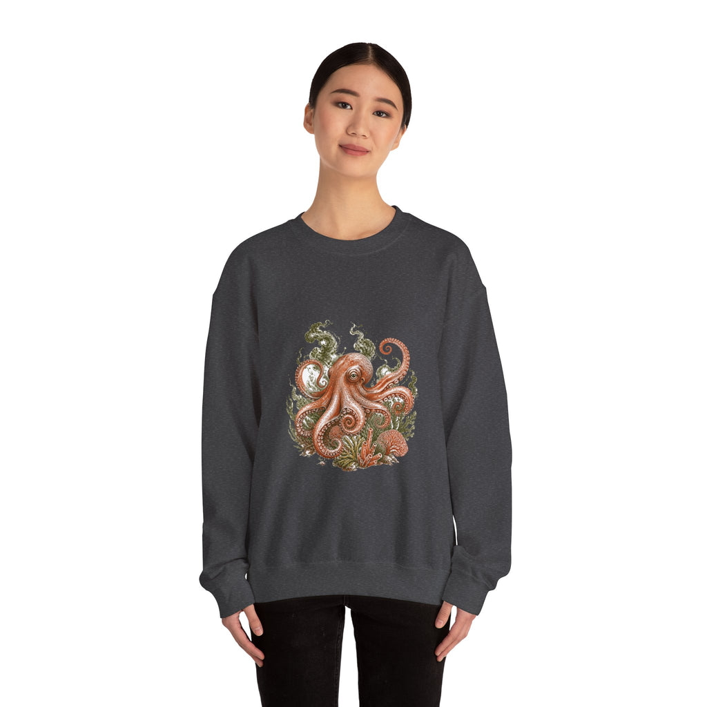 Matching Couple Sweatshirt - Octopus & Jellyfish Matching Couple Comfort Colors Crew Hand-Drawn Art His Hers Anniversary Gift - Design A
