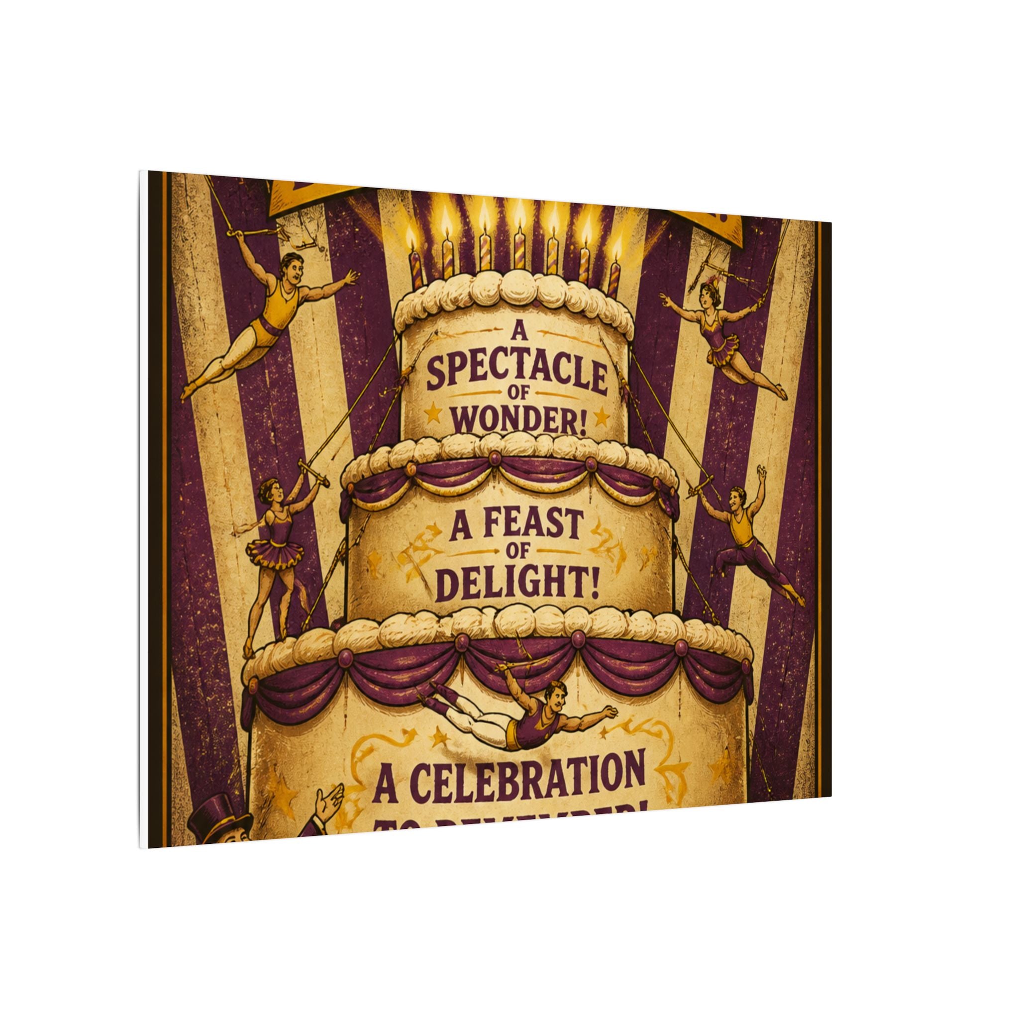 Birthday Cake Trapeze Wall Art Canvas 16×20 Vintage Circus Kitchen Decor Maximalist Print