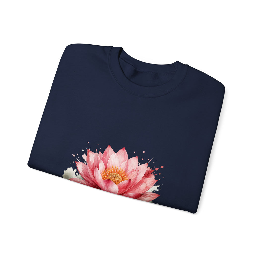 Matching Couple Sweatshirt - Open & Closed Lotus Matching Couple Crewneck Sweatshirt Watercolor Art His Hers Engagement Gift - Design A