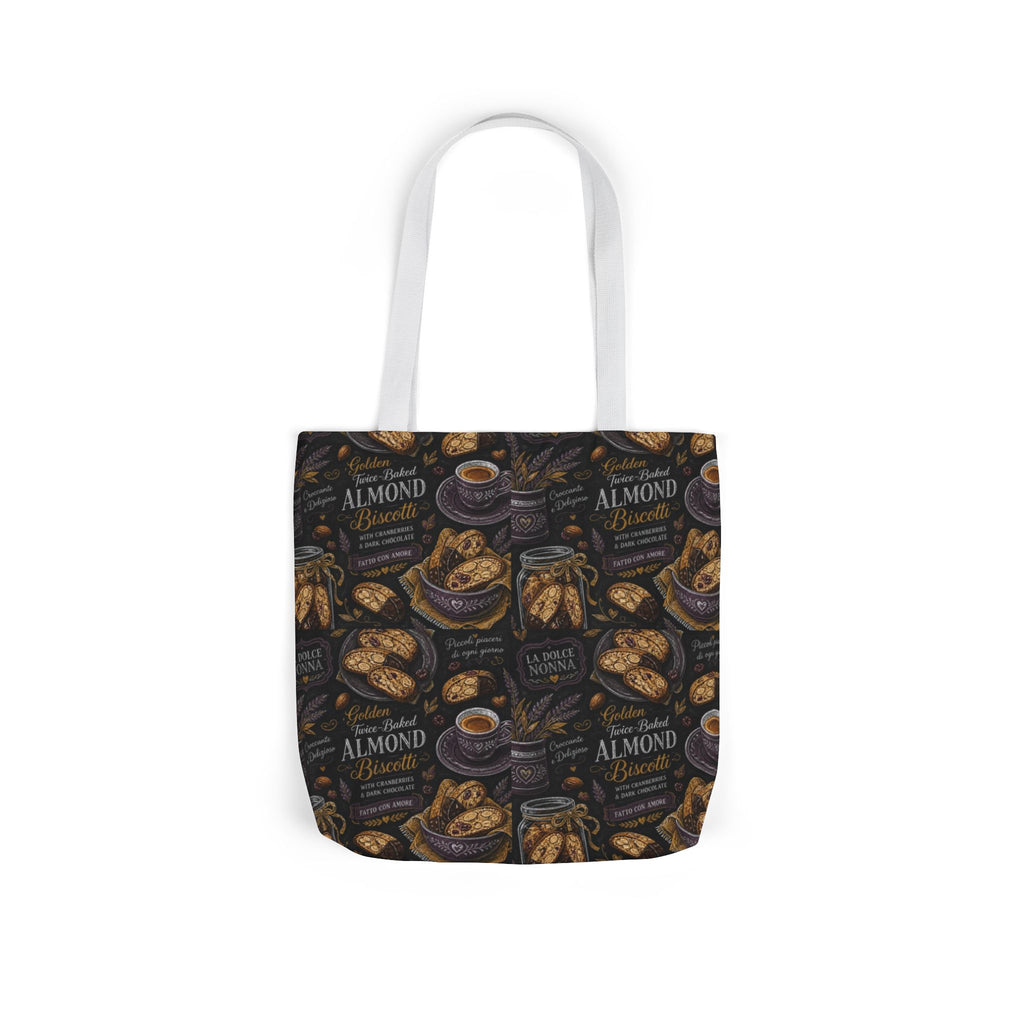 Almond Biscotti Canvas Tote Bag Mediterranean Kitchen Chalk Art Design Italian Cottagecore Gift