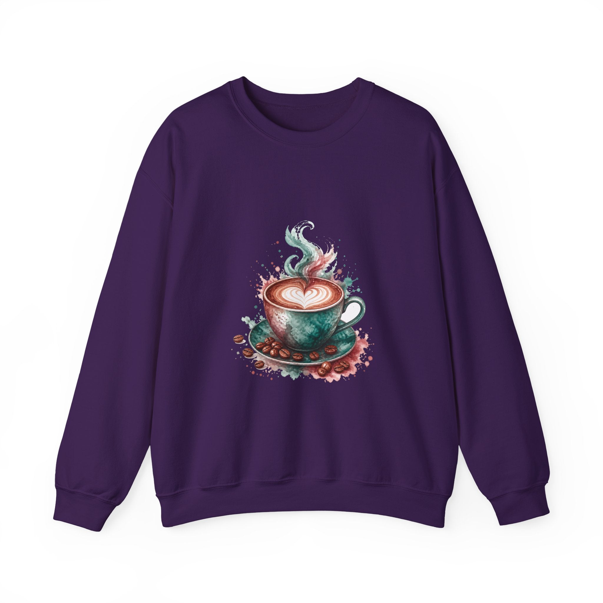 Matching Couple Sweatshirt - Coffee & Tea Matching Couple Comfort Colors Crew Watercolor Art His Hers Birthday Gift - Design A