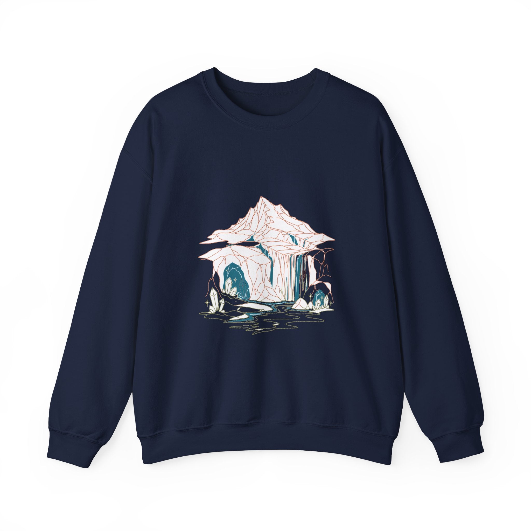 Matching Couple Sweatshirt - Volcano & Glacier Matching Couple Crewneck Sweatshirt Minimalist Art His Hers Valentine Gift - Design B