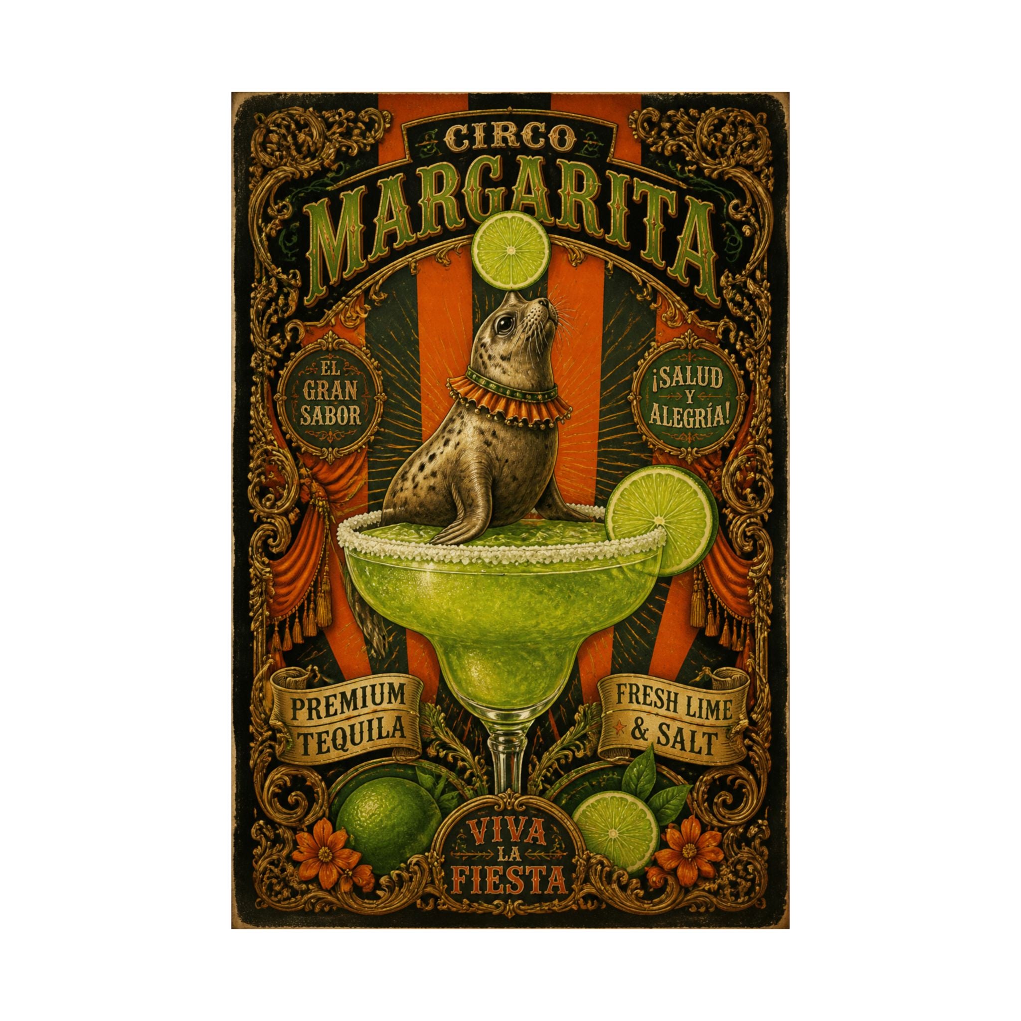 Margarita Balancing Seal Wall Art Poster 18×24 Baroque Home Office Decor Maximalist Print