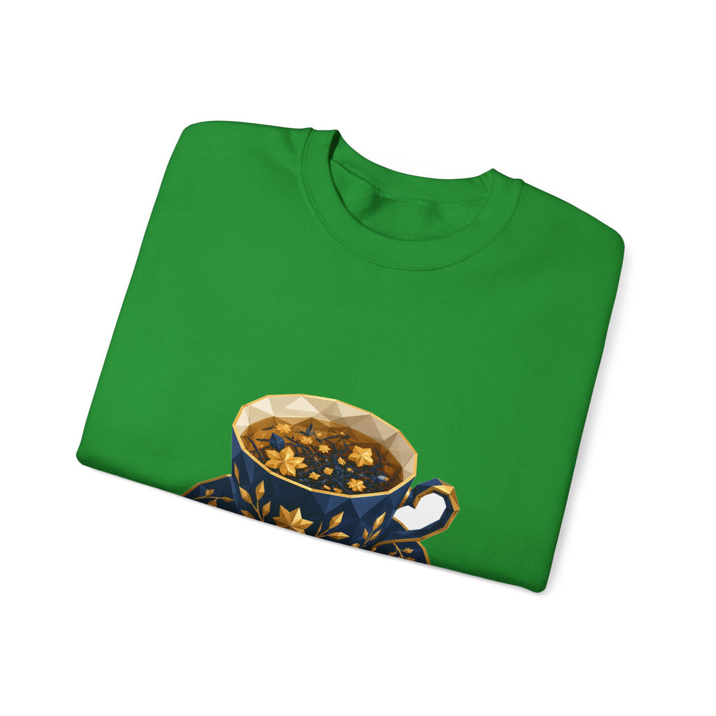Matching Couple Sweatshirt - Coffee & Tea Matching Couple Comfort Colors Crew Geometric Art His Hers Love Gift - Design B