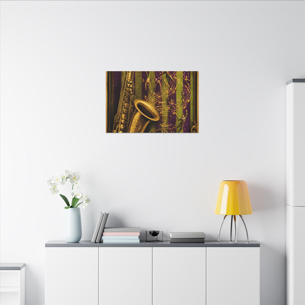 Saxophone Music Circus Wall Art Canvas 24×36 Baroque Studio Decor Maximalist Print