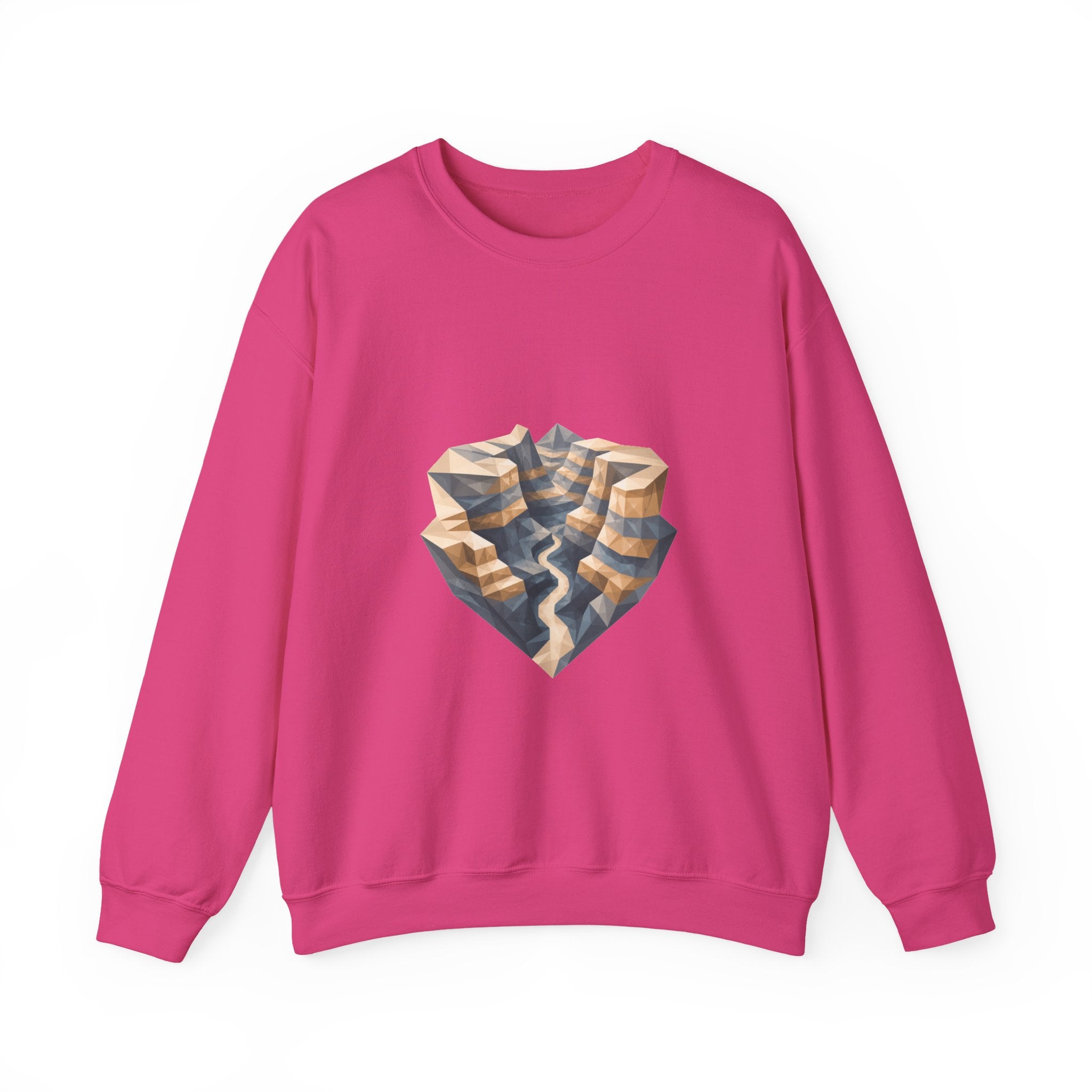 Matching Couple Sweatshirt - Lavender Fields & Canyon Matching Couple Crewneck Sweatshirt Geometric Art His Hers Couple Gift - Design B