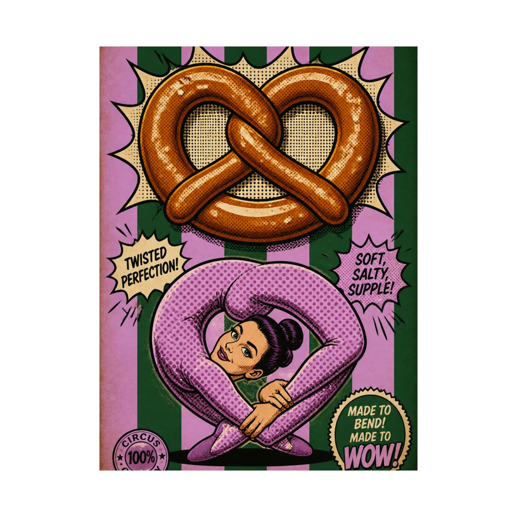 Pretzel Contortionist Wall Art Poster 24×36 Pop Art Restaurant Decor Maximalist Print