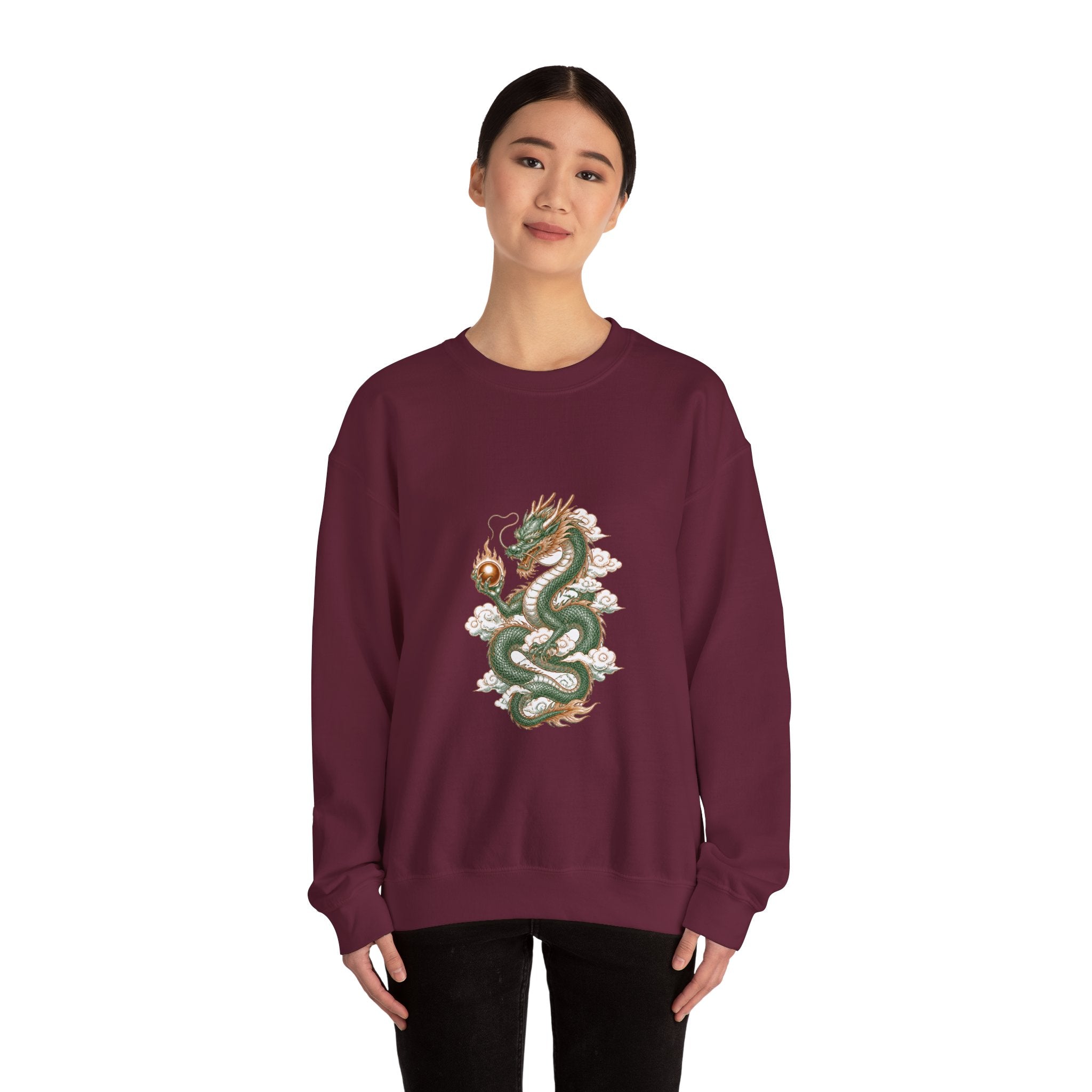 Matching Couple Sweatshirt - Dragon & Phoenix Matching Couple Comfort Colors Crew Hand-Drawn Art His Hers Anniversary Gift - Design A