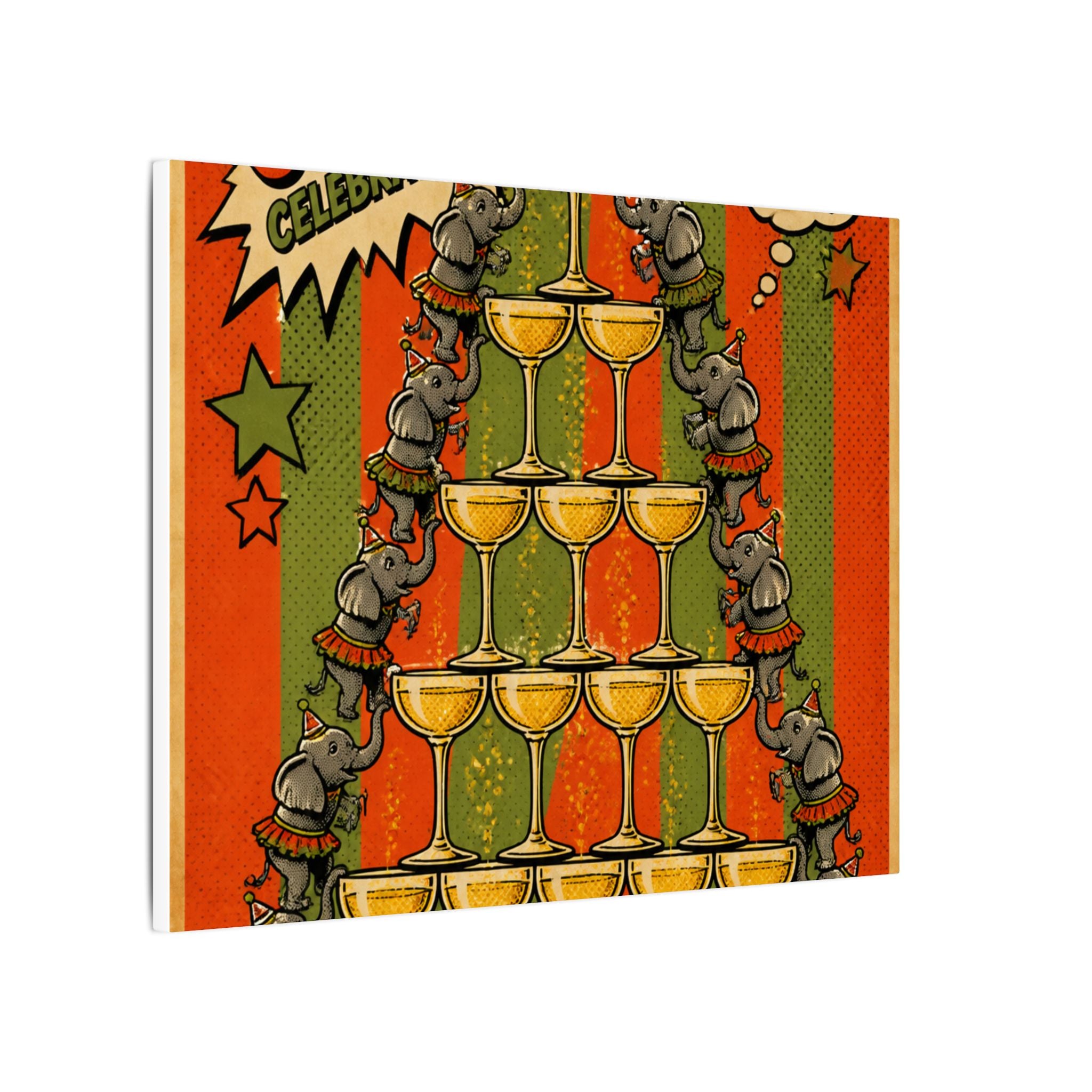 Champagne Tower Elephants Wall Art Canvas 16×20 Pop Art Living Room Decor Maximalist Print