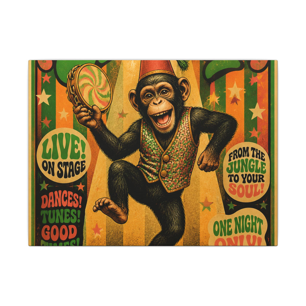 Dancing Monkey Wall Art Canvas 16×20 Psychedelic Cafe Decor Maximalist Print