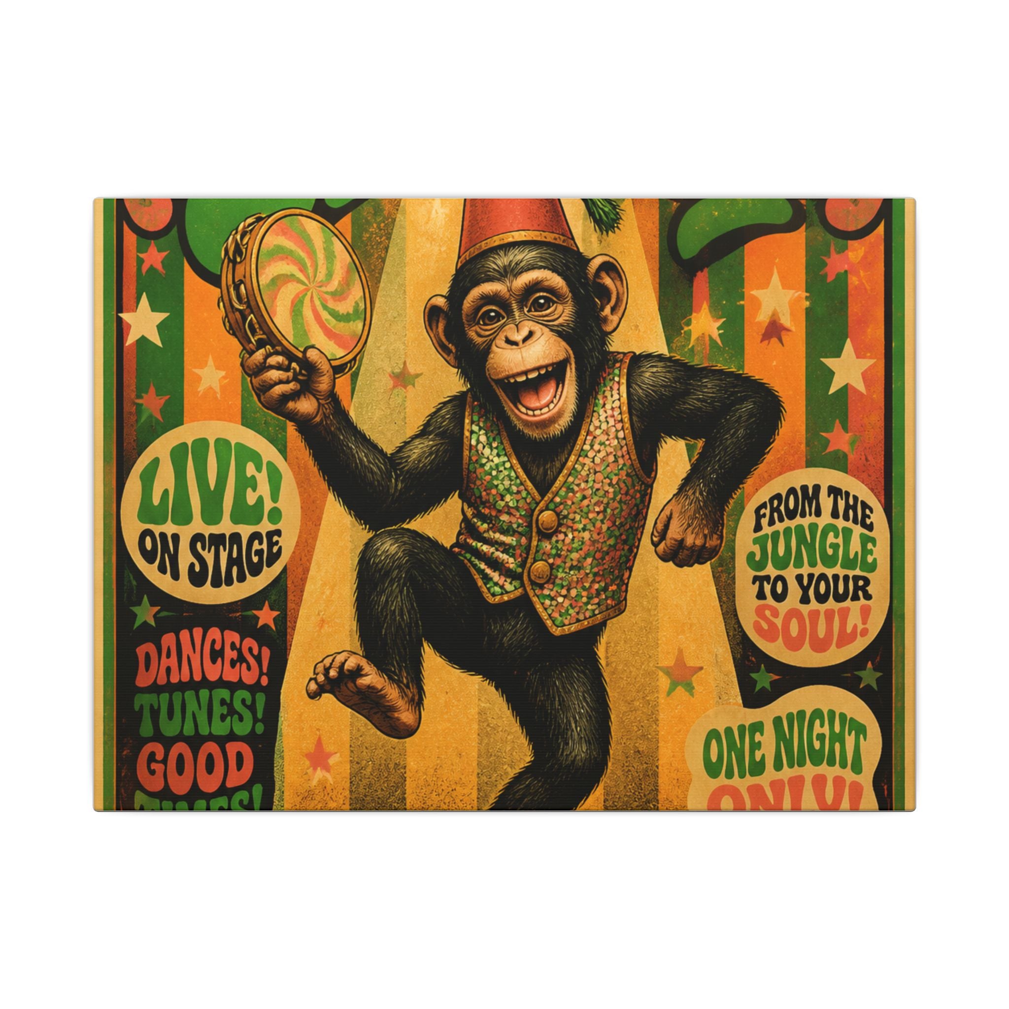 Dancing Monkey Wall Art Canvas 16×20 Psychedelic Cafe Decor Maximalist Print