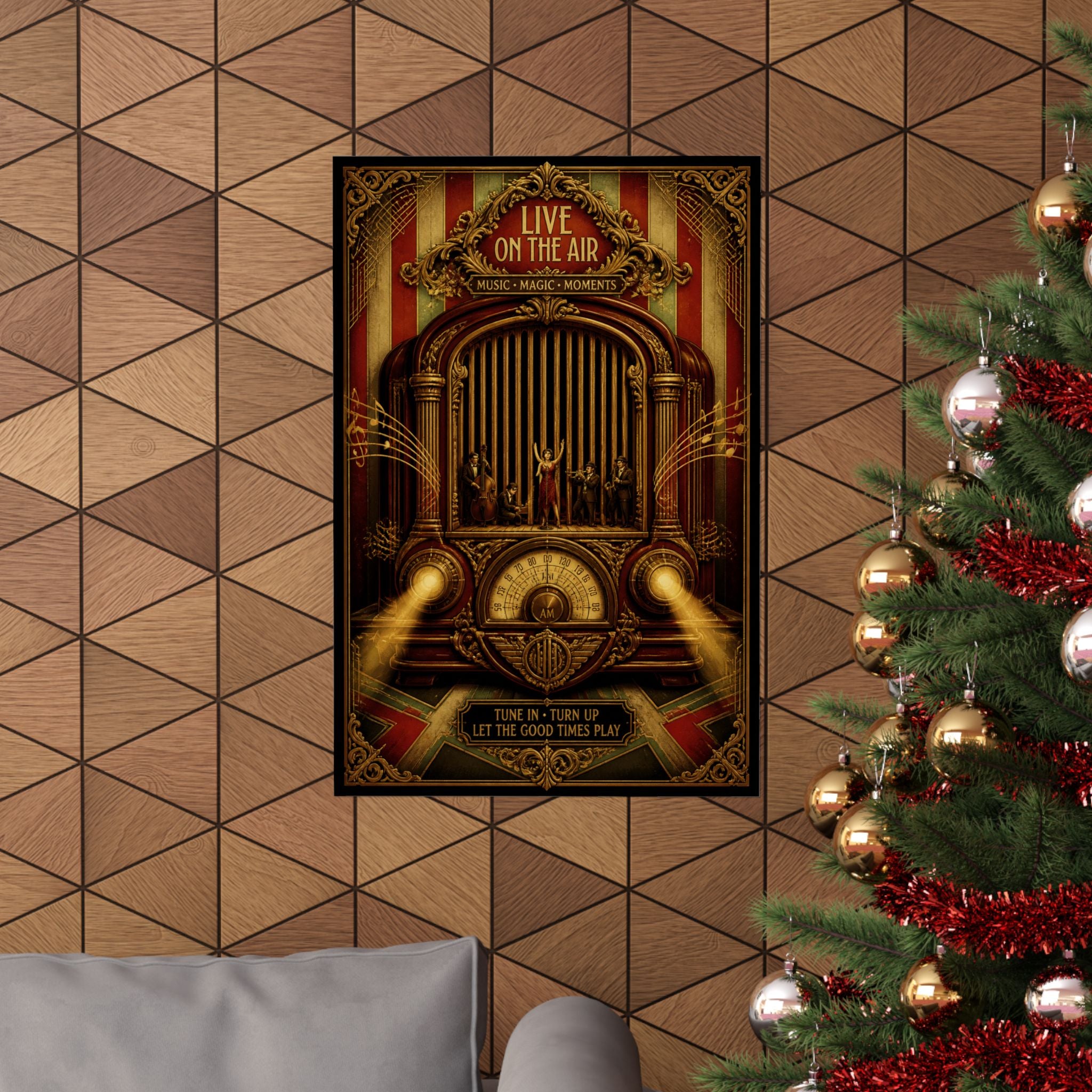 Vintage Radio Stage Wall Art Poster 24×36 Baroque Studio Decor Maximalist Print