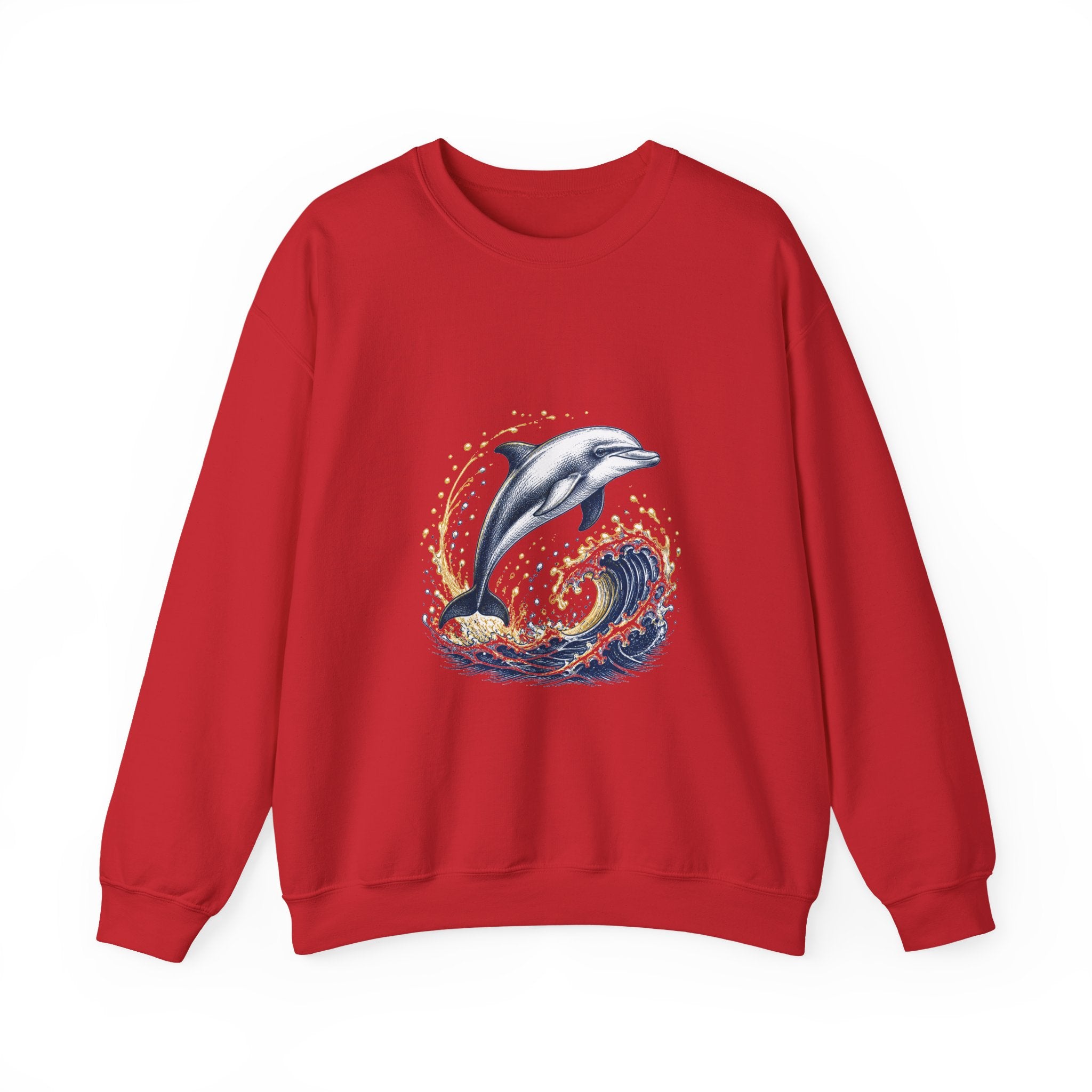 Matching Couple Sweatshirt - Shark & Dolphin Matching Couple Comfort Colors Crew Hand-Drawn Art His Hers Anniversary Gift - Design B