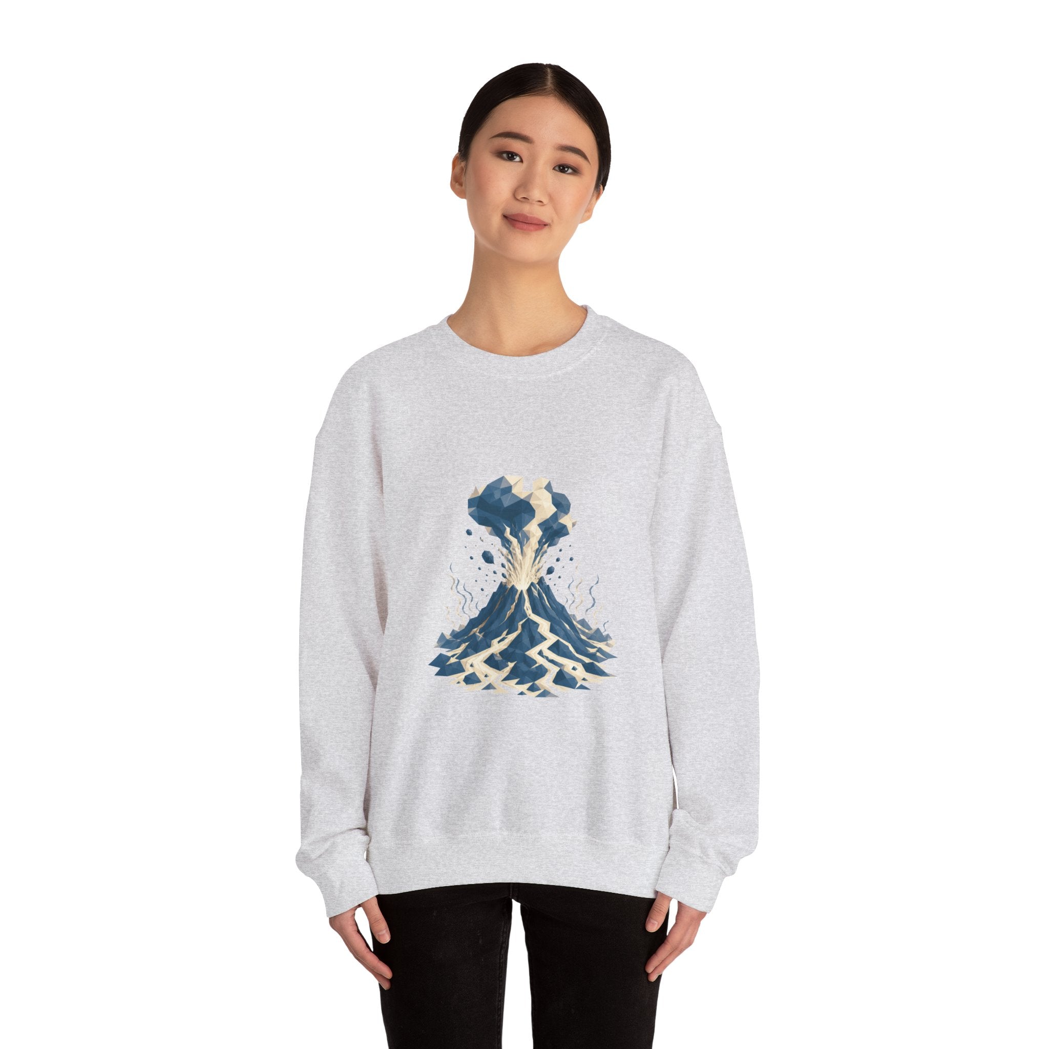 Matching Couple Sweatshirt - Volcano & Glacier Matching Couple Premium Fleece Sweatshirt Geometric Art His Hers Love Gift - Design A