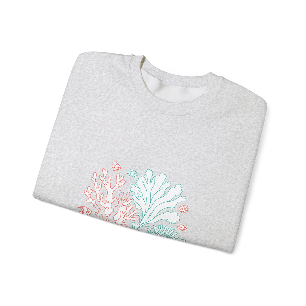 Matching Couple Sweatshirt - Coral Reef & Deep Sea Matching Couple Crewneck Sweatshirt Minimalist Art His Hers Valentine Gift - Design A