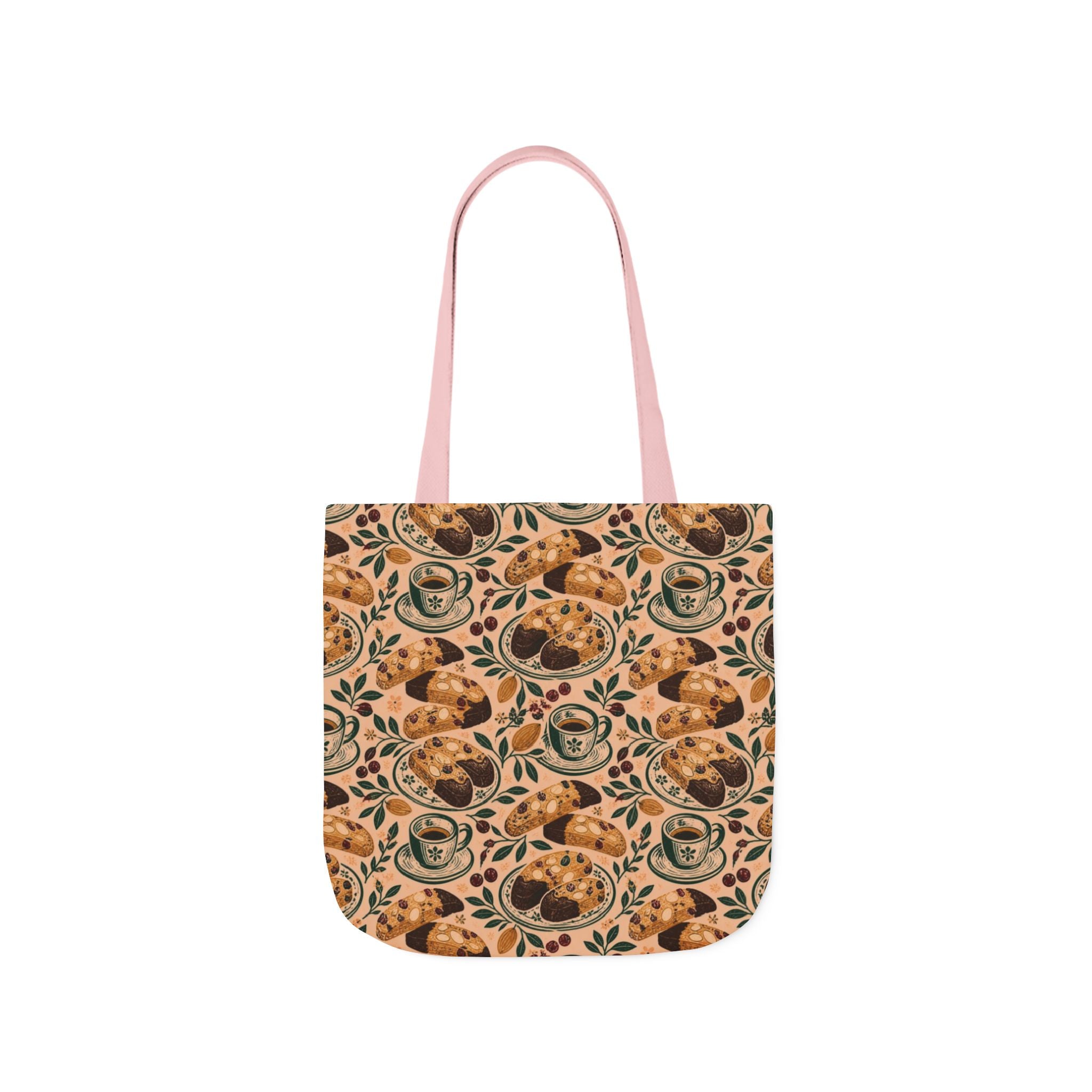 Almond Biscotti Canvas Tote Bag Mediterranean Kitchen Linocut Design Italian Cottagecore Gift