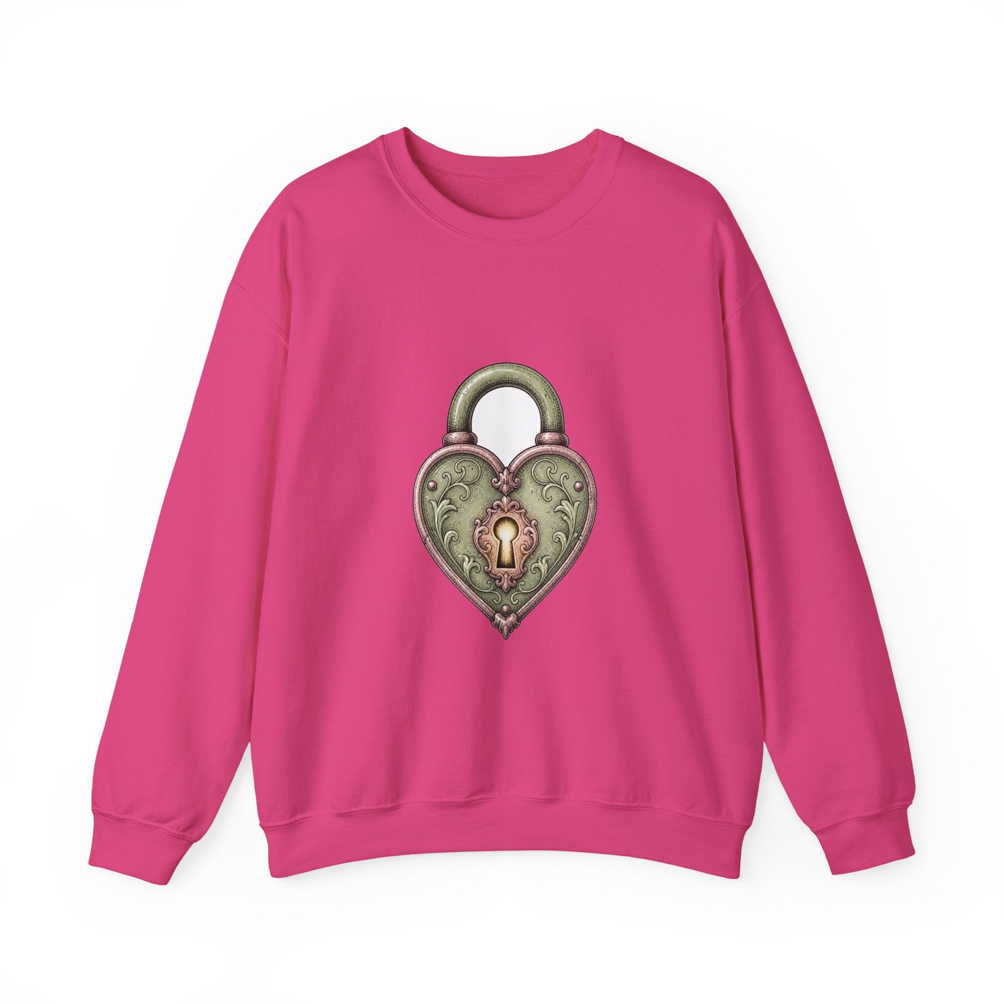 Matching Couple Sweatshirt - Key & Lock Matching Couple Crewneck Sweatshirt Hand-Drawn Art His Hers Best Friend Gift - Design B