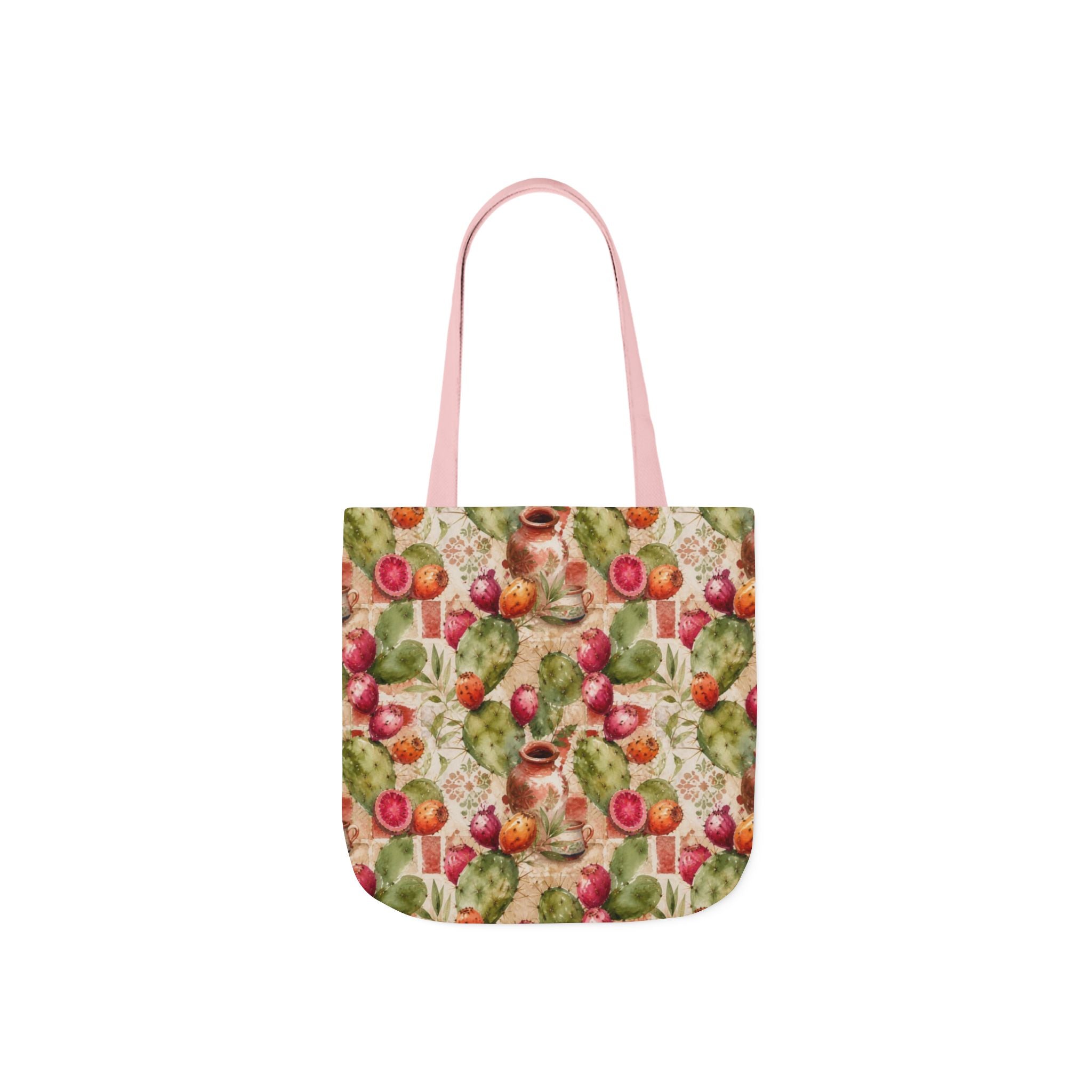 Prickly Pear Cactus Fruit Canvas Tote Bag Mediterranean Kitchen Watercolor Splash Design Italian Cottagecore Gift