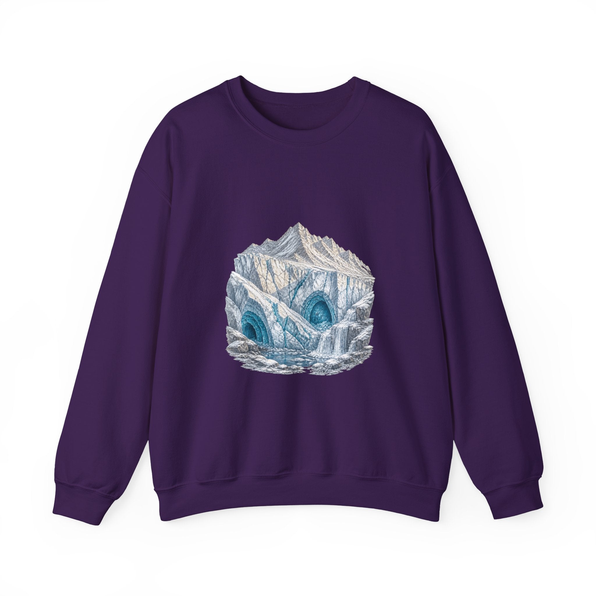 Matching Couple Sweatshirt - Volcano & Glacier Matching Couple Comfort Colors Crew Hand-Drawn Art His Hers Anniversary Gift - Design B