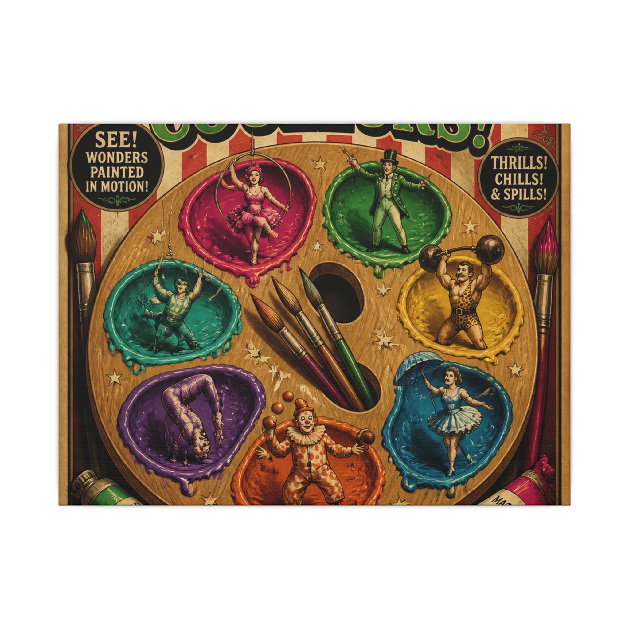 Paint Palette Stage Wall Art Canvas 24×36 Vintage Circus Bedroom Decor Maximalist Print