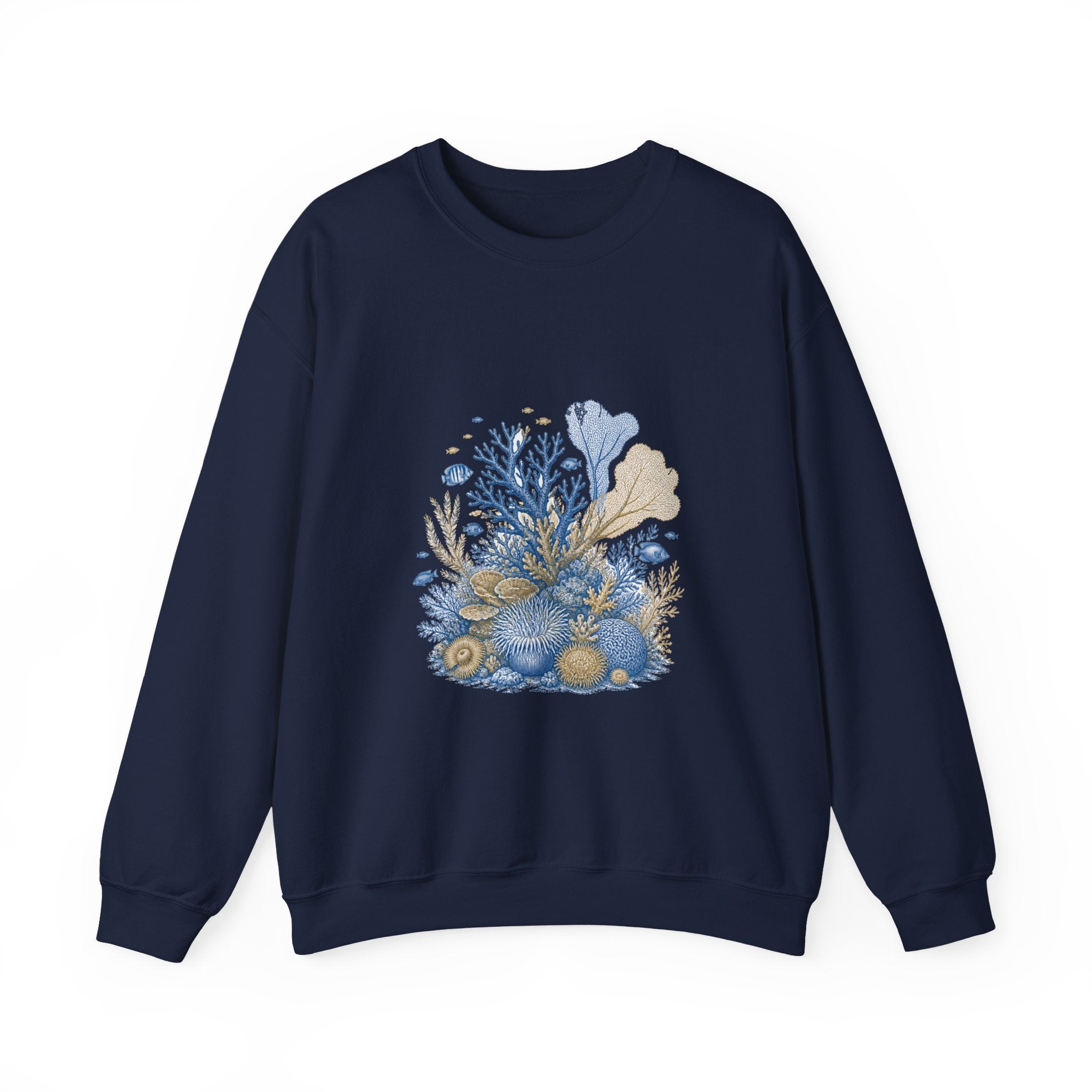 Matching Couple Sweatshirt - Coral Reef & Deep Sea Matching Couple Crewneck Sweatshirt Vintage Art His Hers Wedding Gift - Design A
