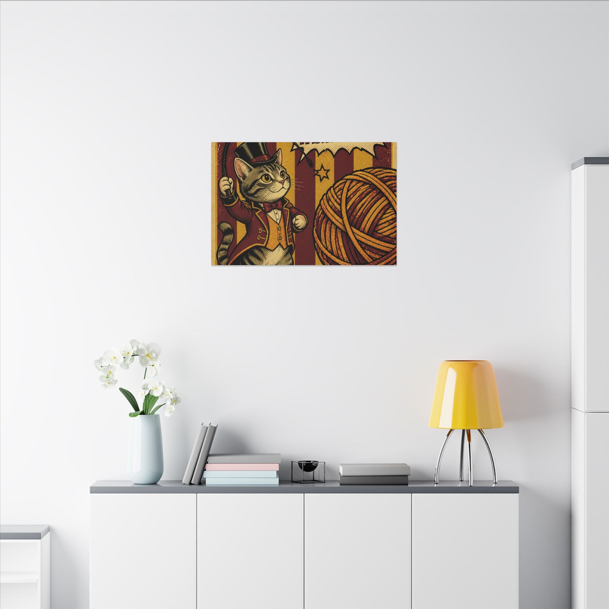 Cat Lion Tamer Wall Art Canvas 24×36 Pop Art Restaurant Decor Maximalist Print