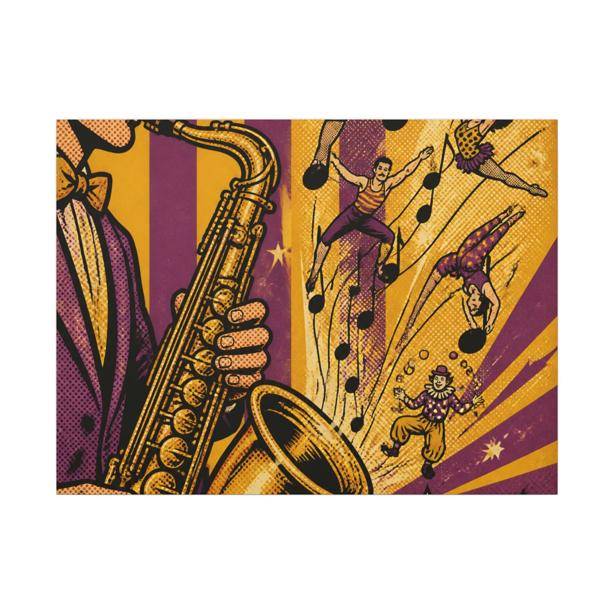 Saxophone Music Circus Wall Art Canvas 16×20 Pop Art Living Room Decor Maximalist Print